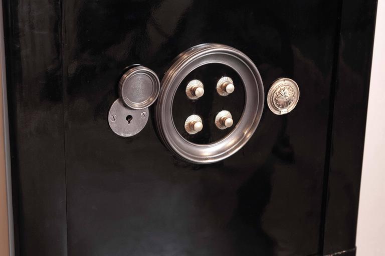 19th Century French Iron and Wood Safe Box with Keys and Combination