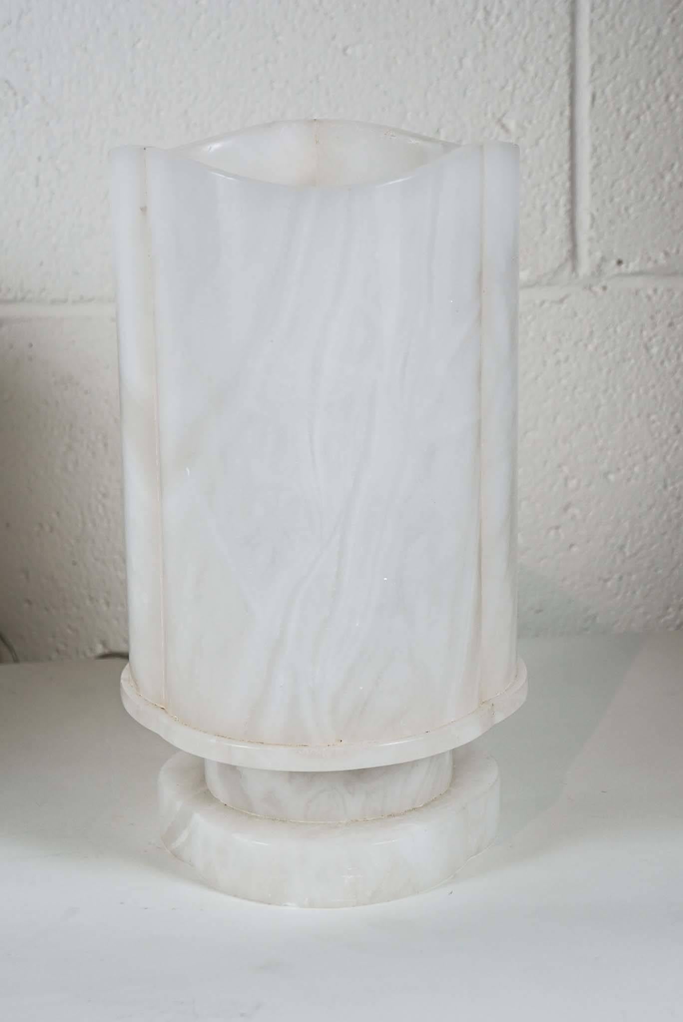 Pair of French Moderne Alabaster Lamps 1
