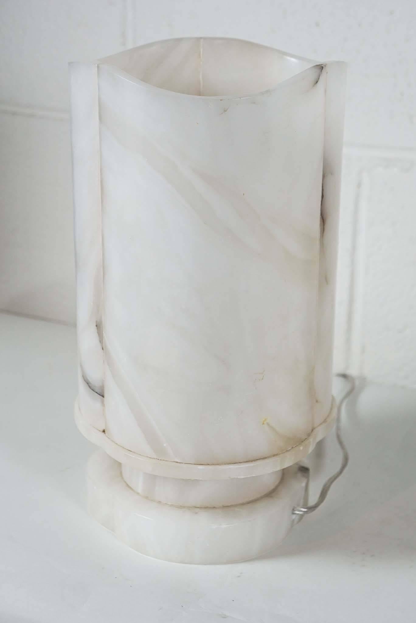 Pair of French Moderne Alabaster Lamps 4