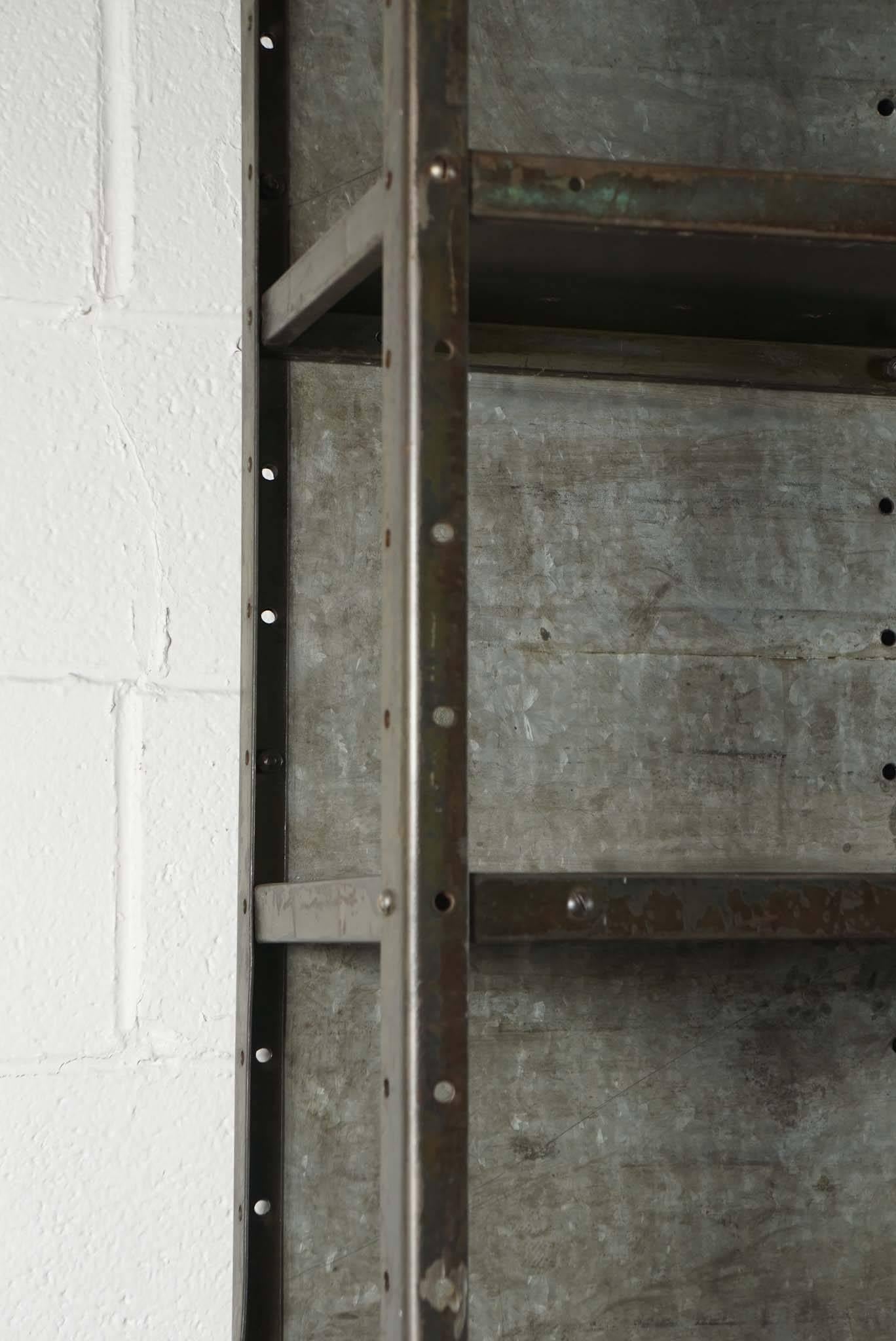 Mid-20th Century Industrial Gun Metal Bookcase with Extended Base For Sale