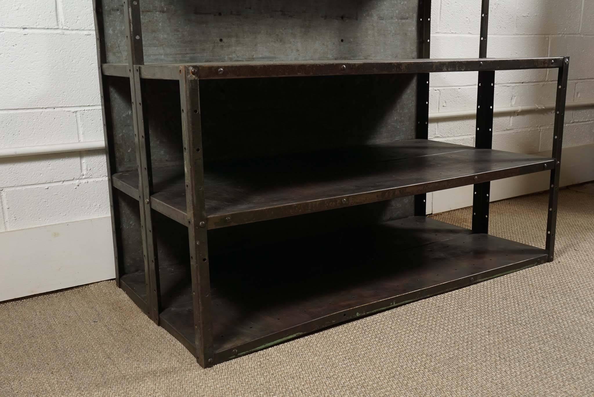 Industrial Gun Metal Bookcase with Extended Base For Sale 2