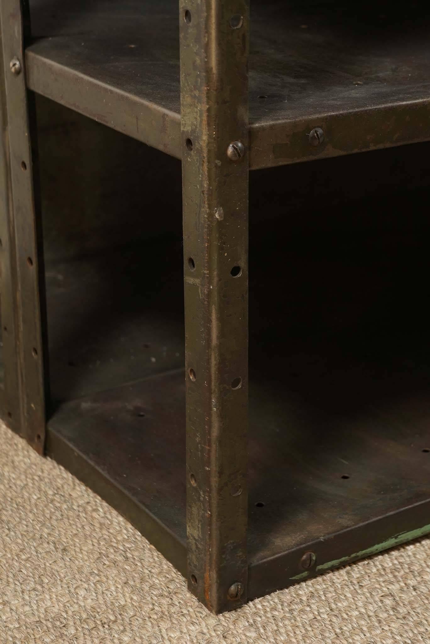 Industrial Gun Metal Bookcase with Extended Base For Sale 4