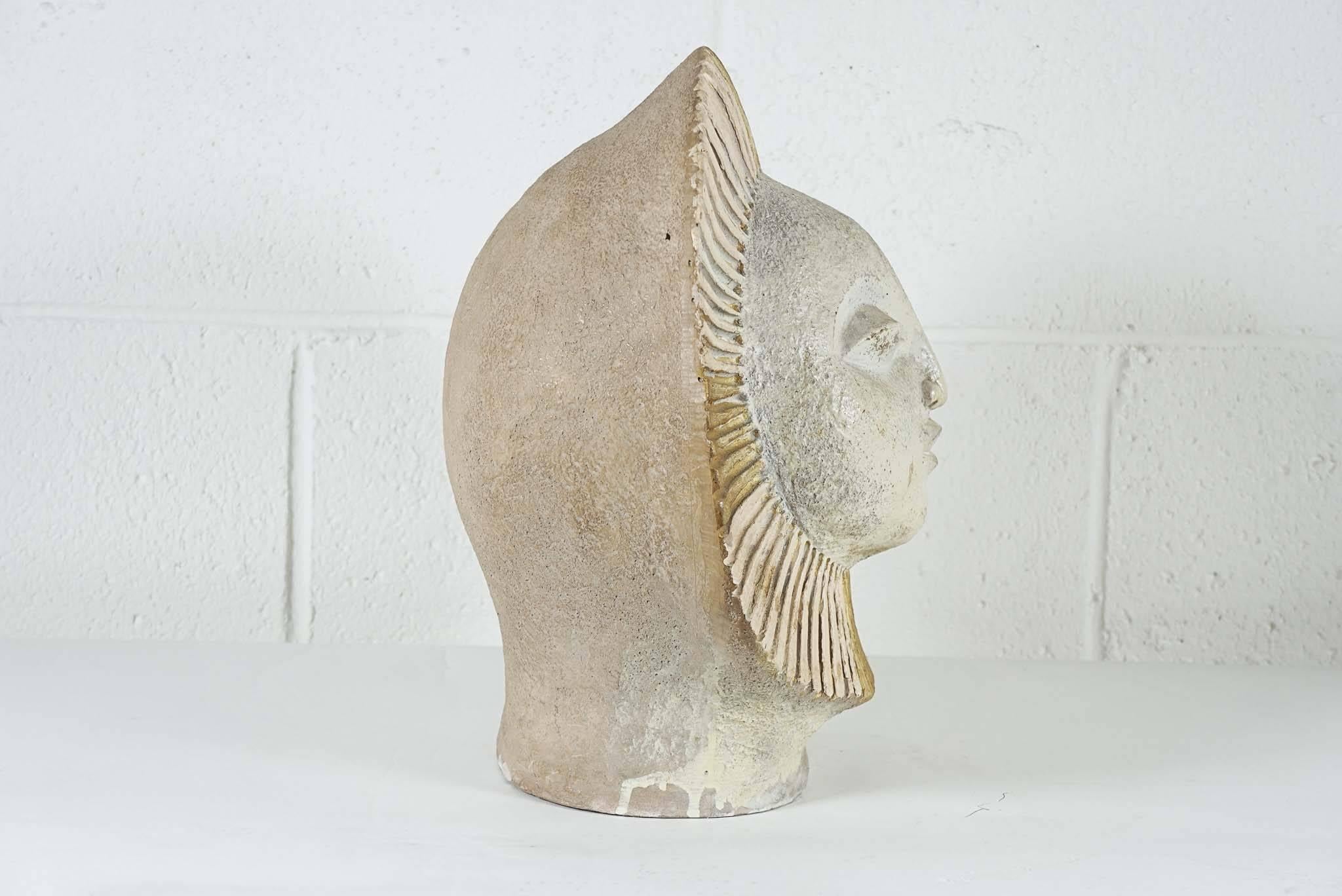 Sun Face Ceramic Sculpture by Paul Ballardo In Excellent Condition For Sale In Hudson, NY