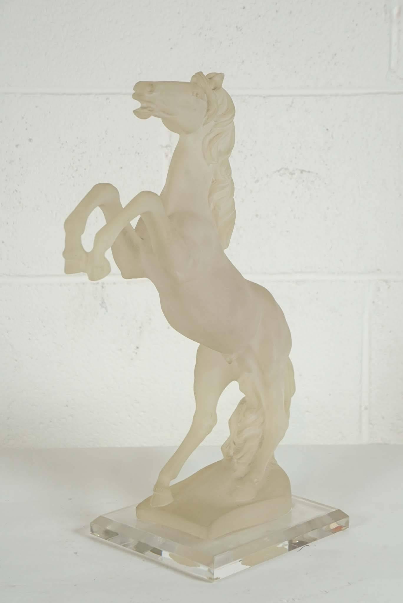 Italian Horse Sculpture in Frosted Lucite For Sale