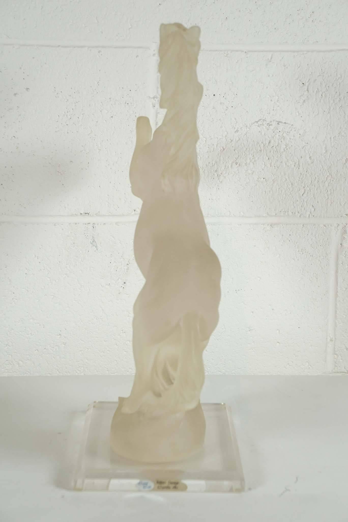 Late 20th Century Horse Sculpture in Frosted Lucite For Sale