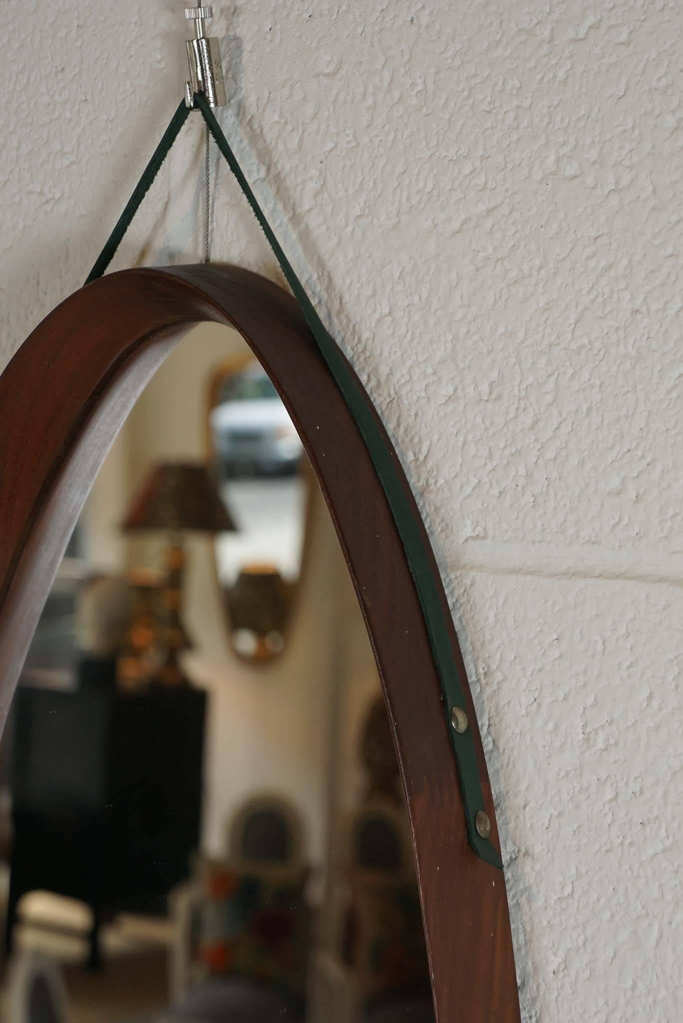 American Oval Shield Mirror in Walnut For Sale