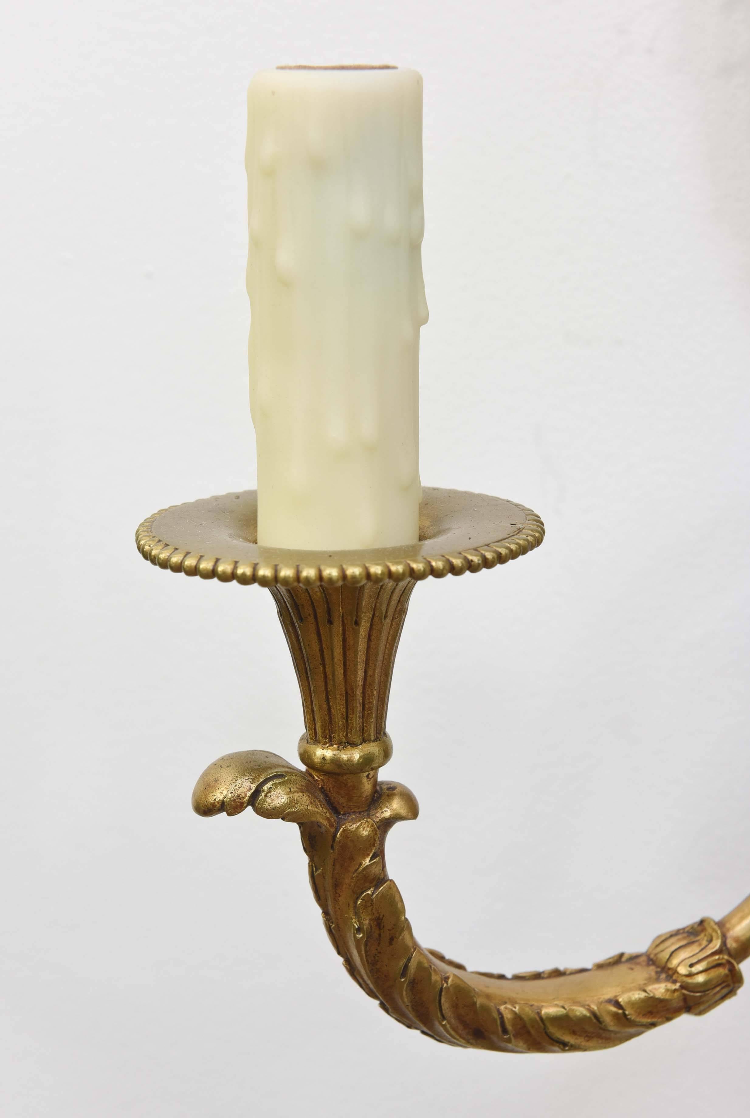 Pair of Brass Wedgewood Sconces In Excellent Condition For Sale In Chestnut Hill, MA