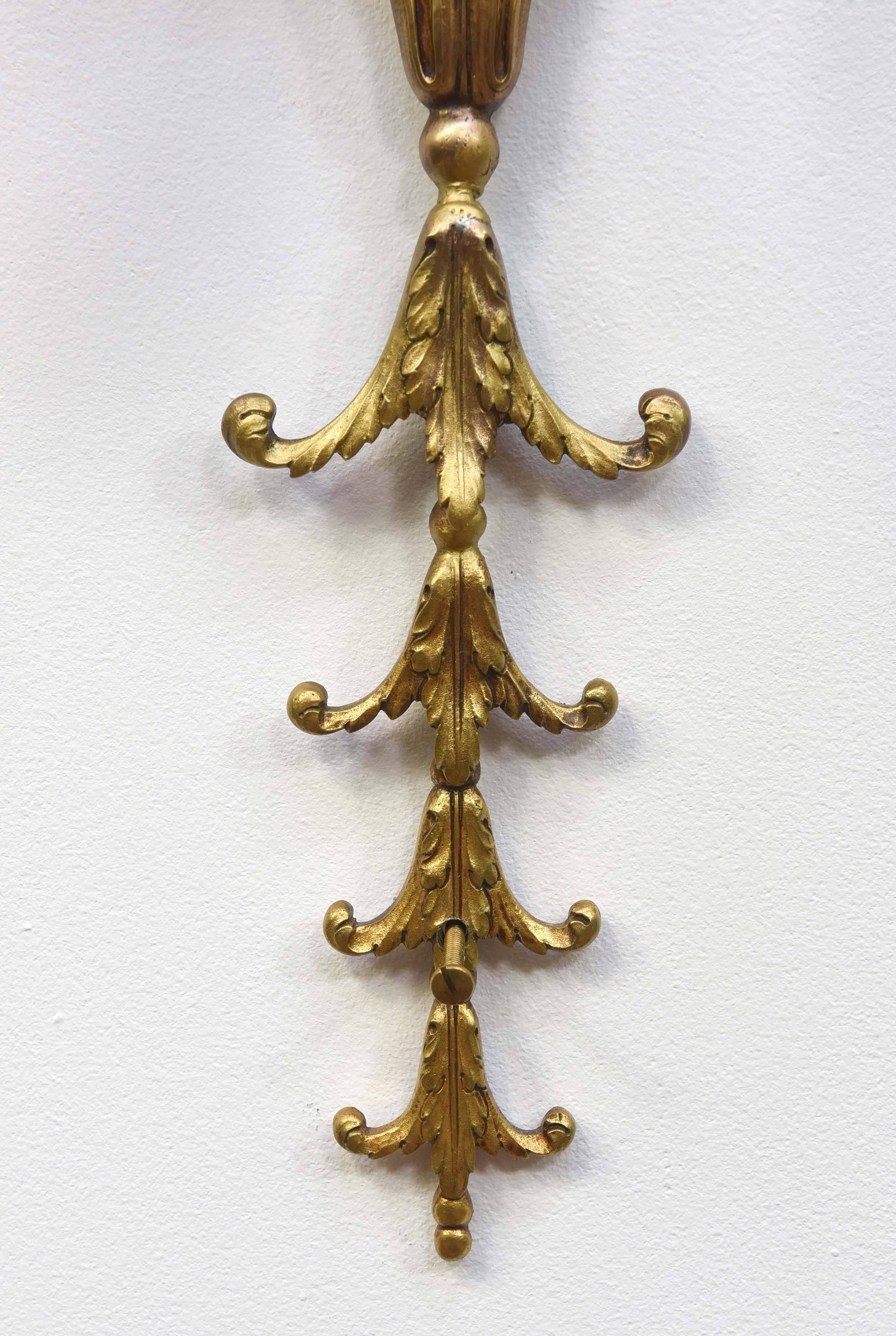 20th Century Pair of Brass Wedgewood Sconces For Sale