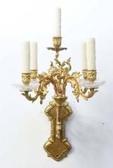 Pair of Five-Light Gilt Bronze Sconces
