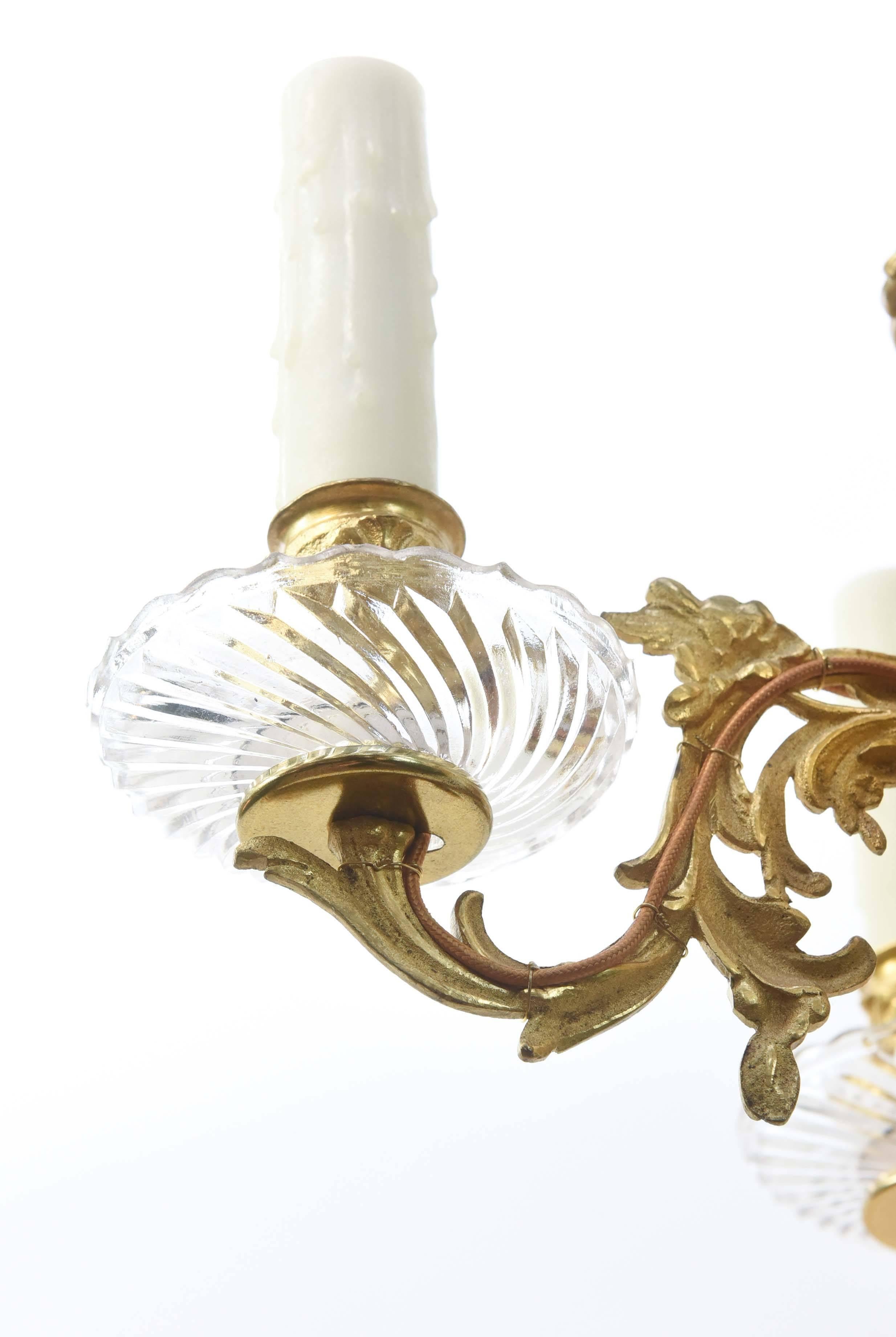 Pair of Five-Light Gilt Bronze Sconces For Sale 4