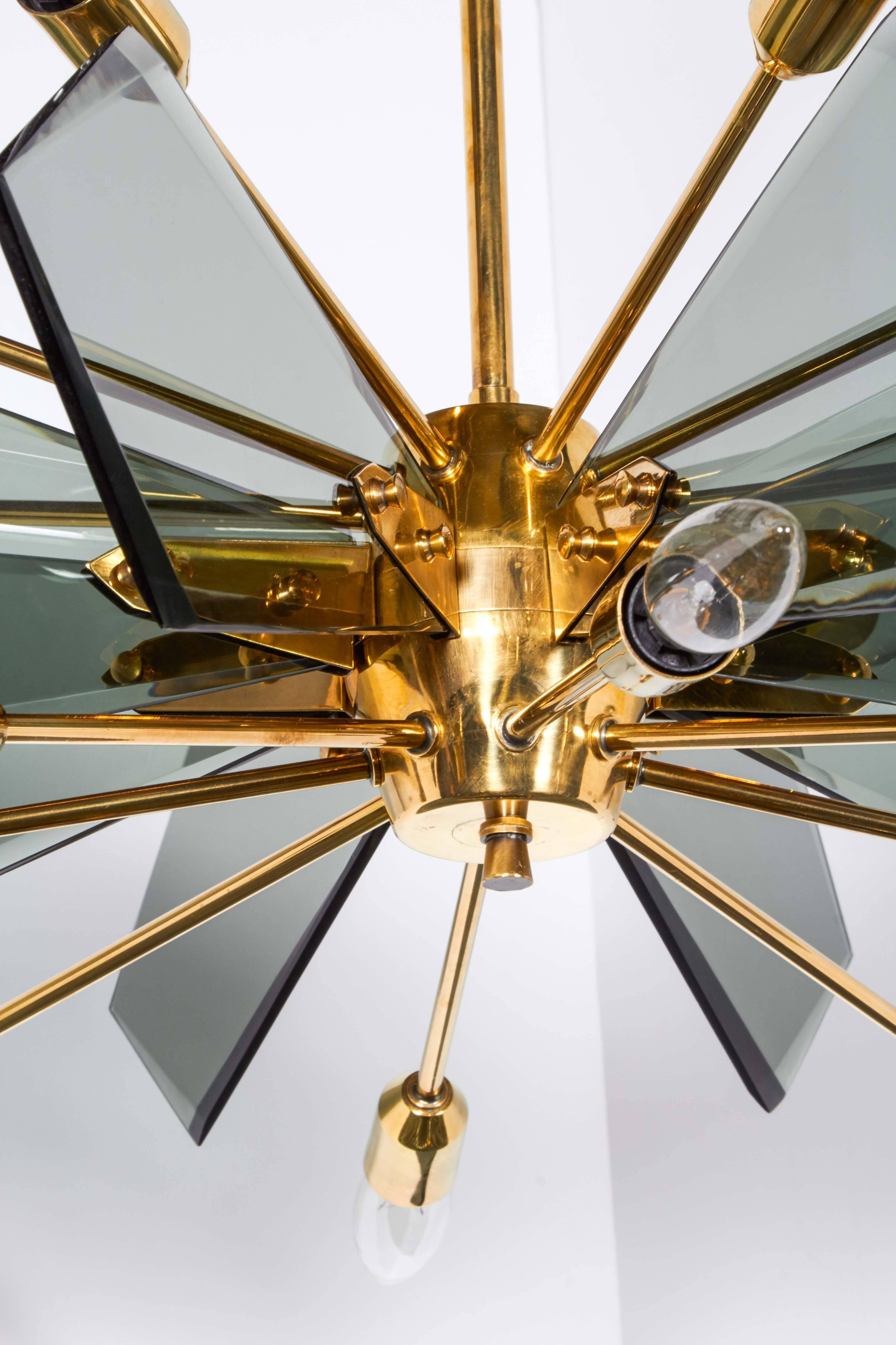 Brass Mid-Century Starburst Chandelier in the Style of Fontana Arte