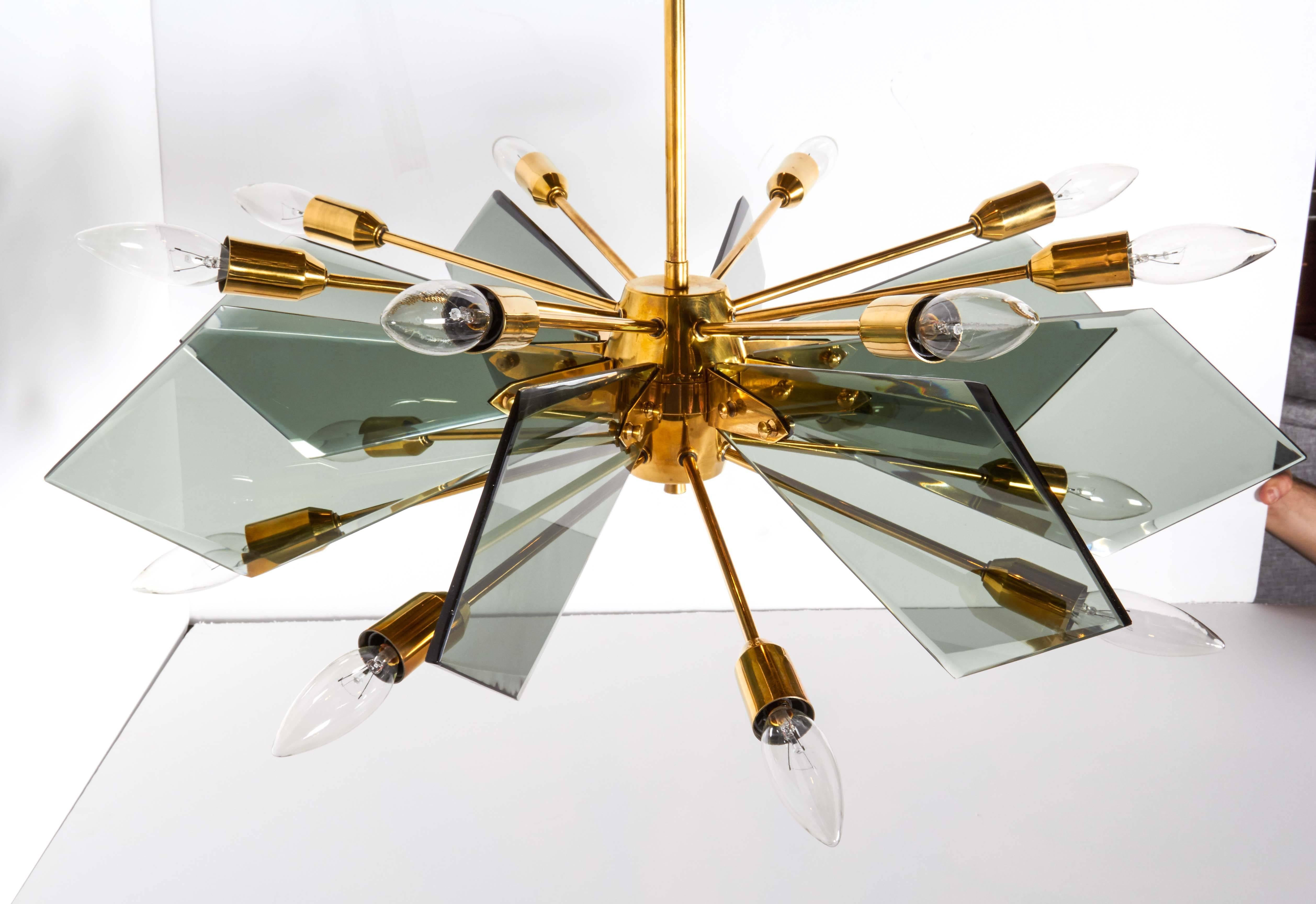 Mid-Century Starburst Chandelier in the Style of Fontana Arte 1