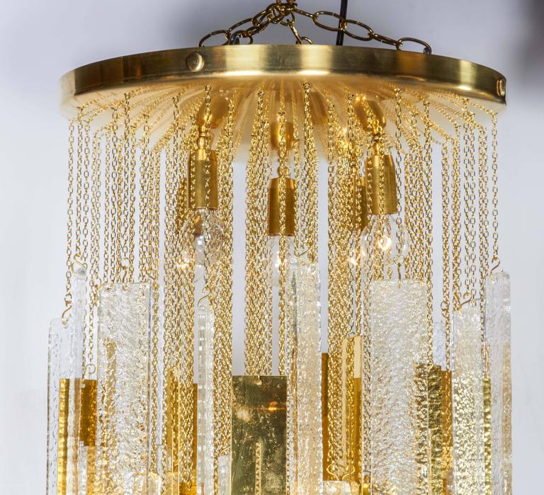Mazzega Murano Glass and Gold-Plated Pendant Drop Chandelier  2