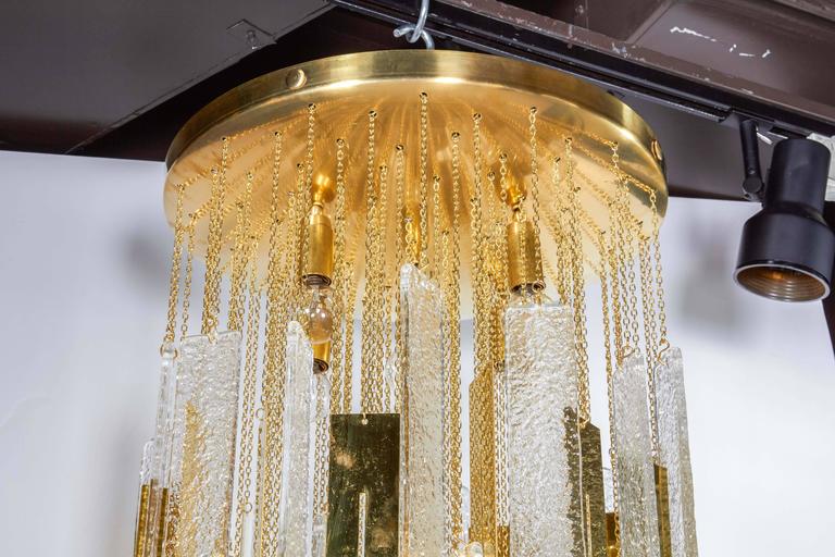 Mazzega Murano Glass and Gold-Plated Pendant Drop Chandelier  3
