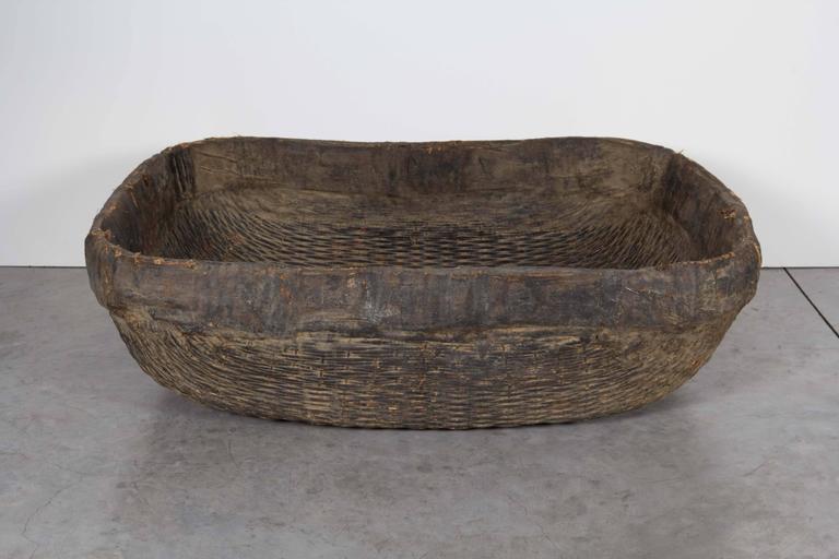 Large Handmade Woven Basket For Sale at 1stDibs
