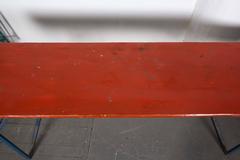 Folding Orange Picnic Table with Blue Metal Legs