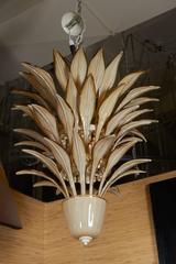 Mid-Century Three-Tier Murano Glass Chandelier with Palm Motif