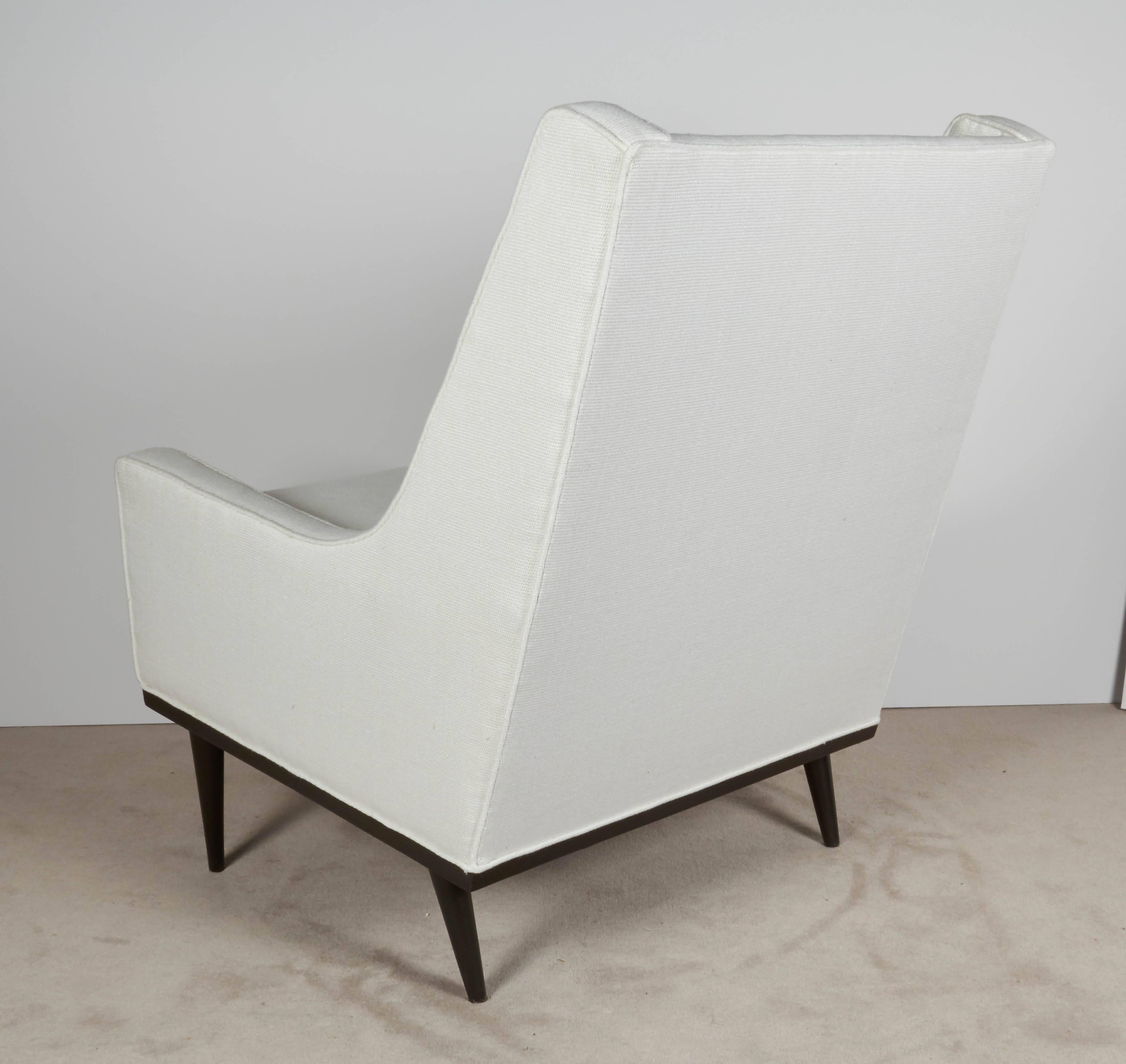 Mid-20th Century Milo Baughman White Linen Lounge Chair for James Inc.
