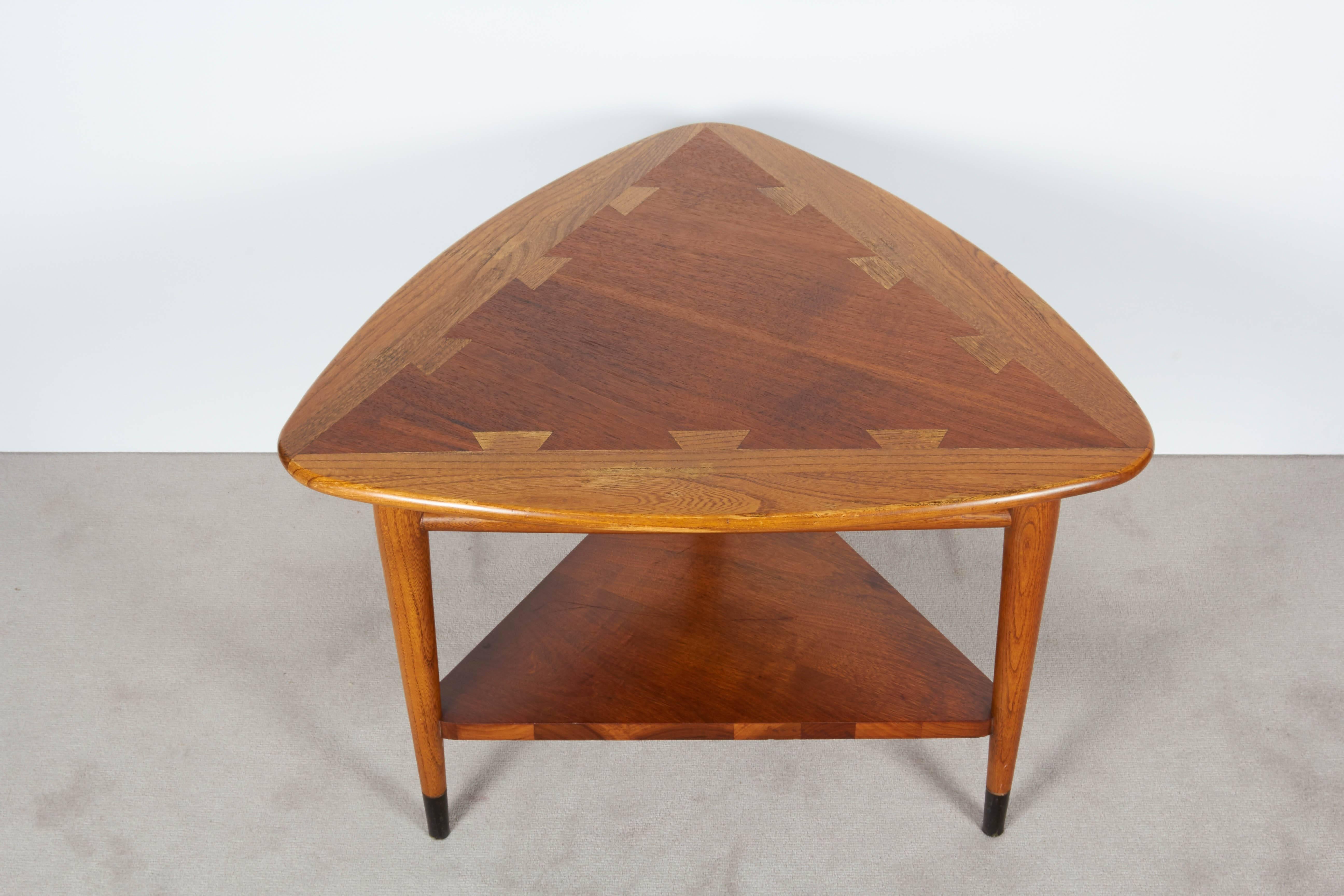 Mid-Century Modern Lane Triangular Table in Walnut