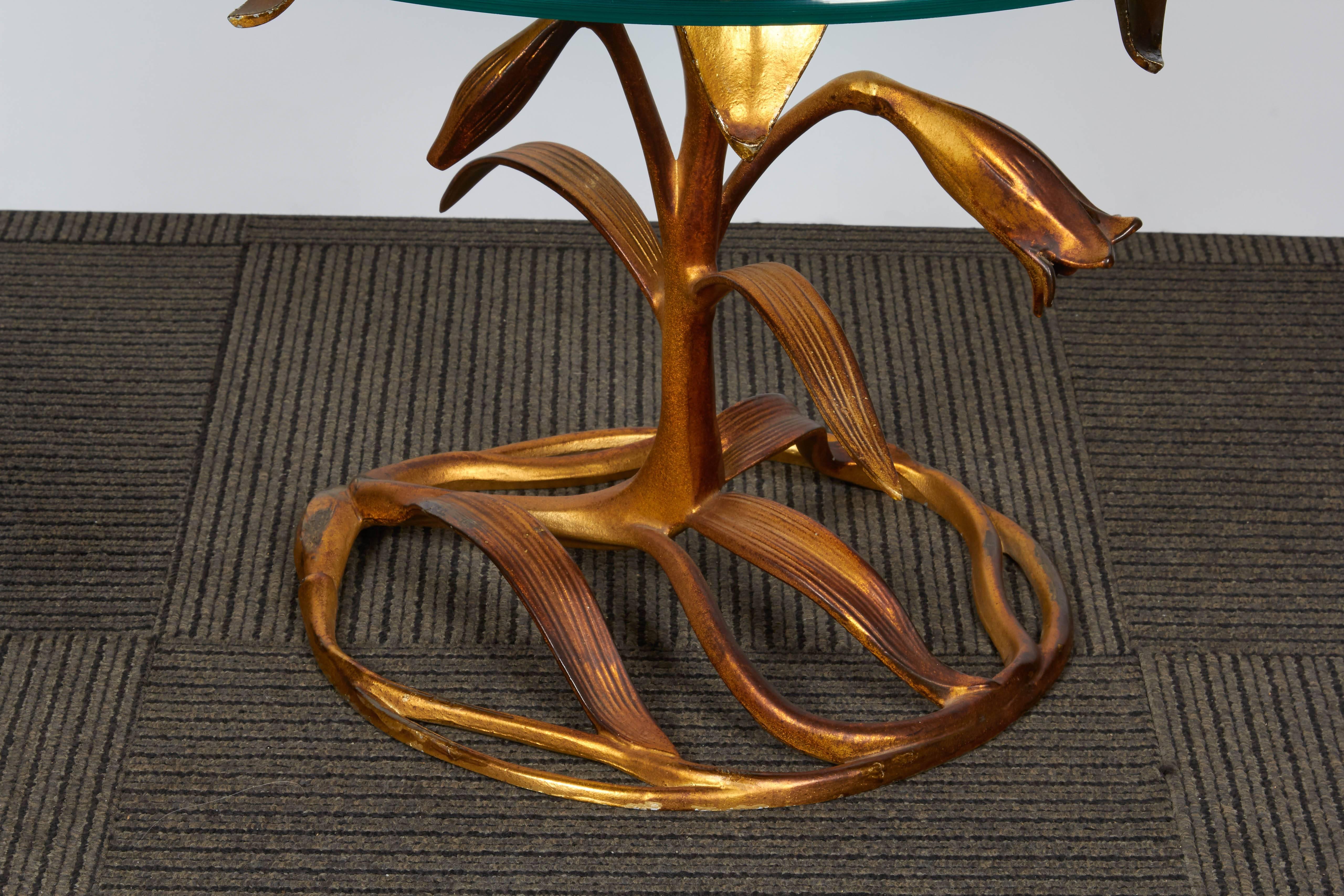 American Mid-Century Lily Form Gilt Metal Table by Arthur Court