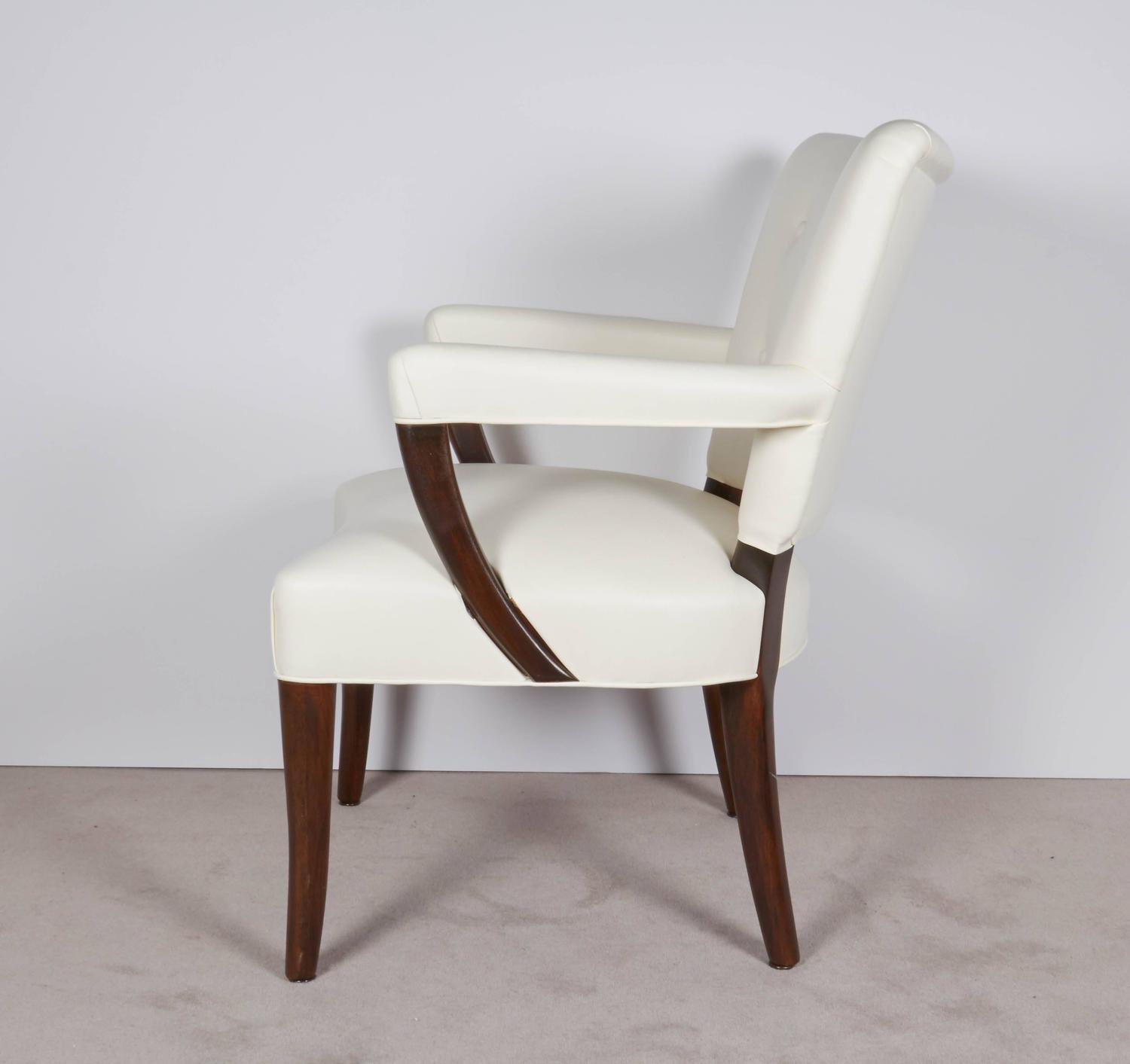 Pair of Stow Davis White Leather Armchairs For Sale at 1stdibs