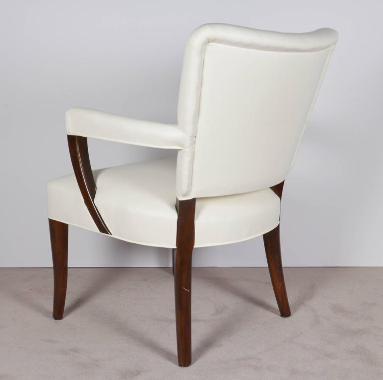 Pair of Stow Davis White Leather Armchairs at 1stDibs