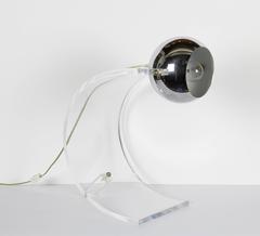 Chrome Eyeball Lamp on Lucite Arc