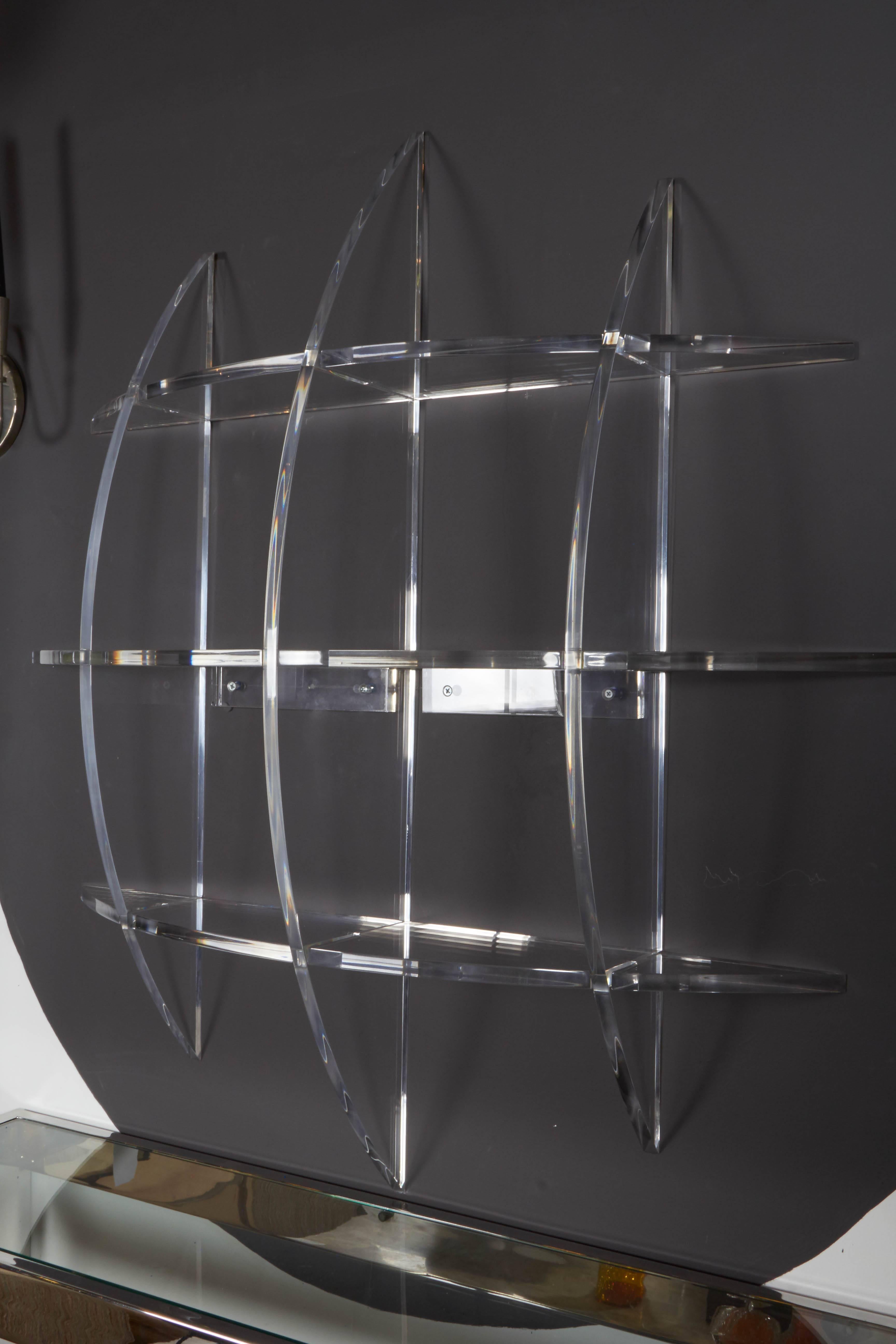 Contemporary Lucite Circular Puzzle Shelf