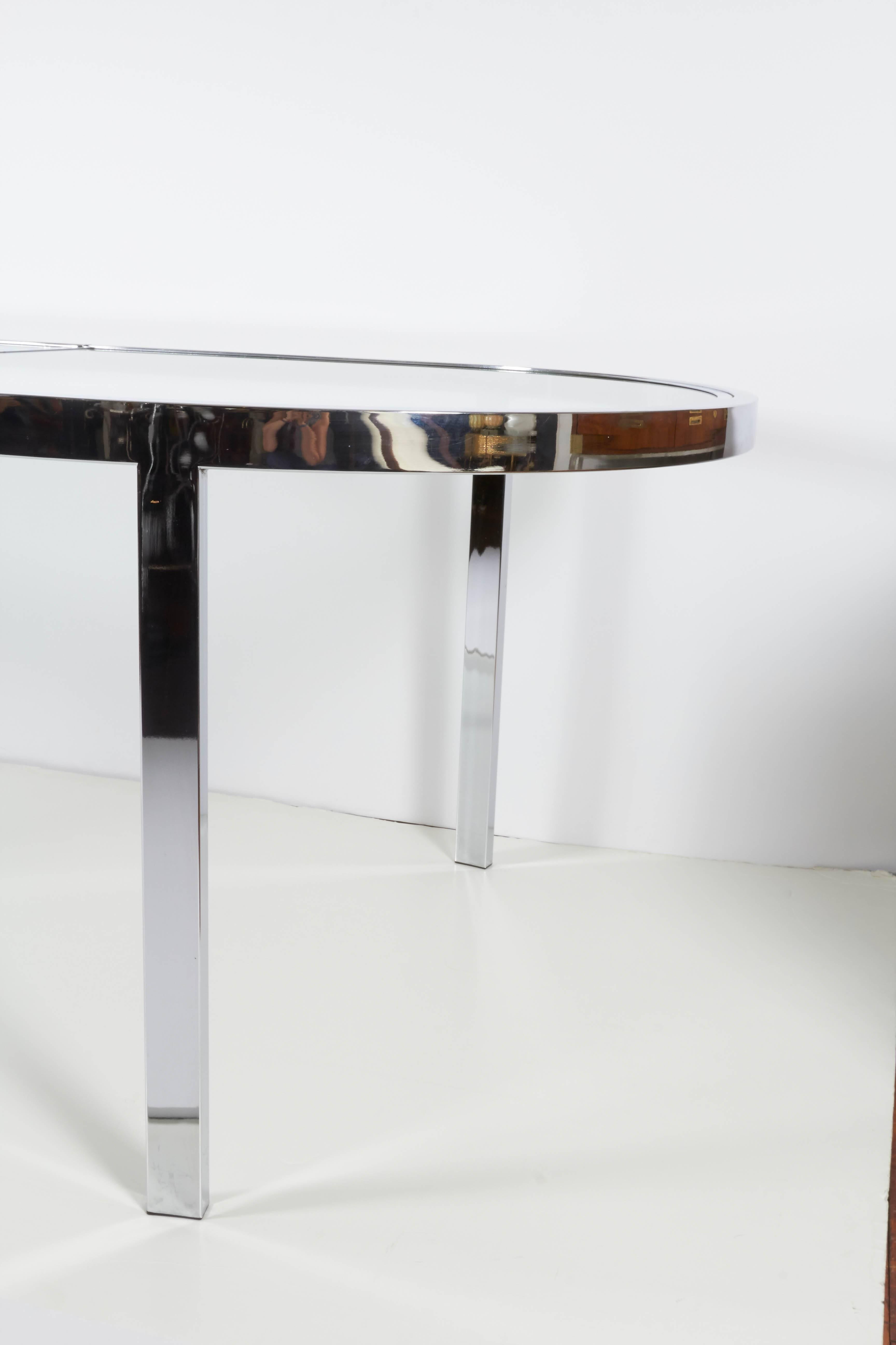 Modern Milo Baughman Glass Top Dining Table in Chrome