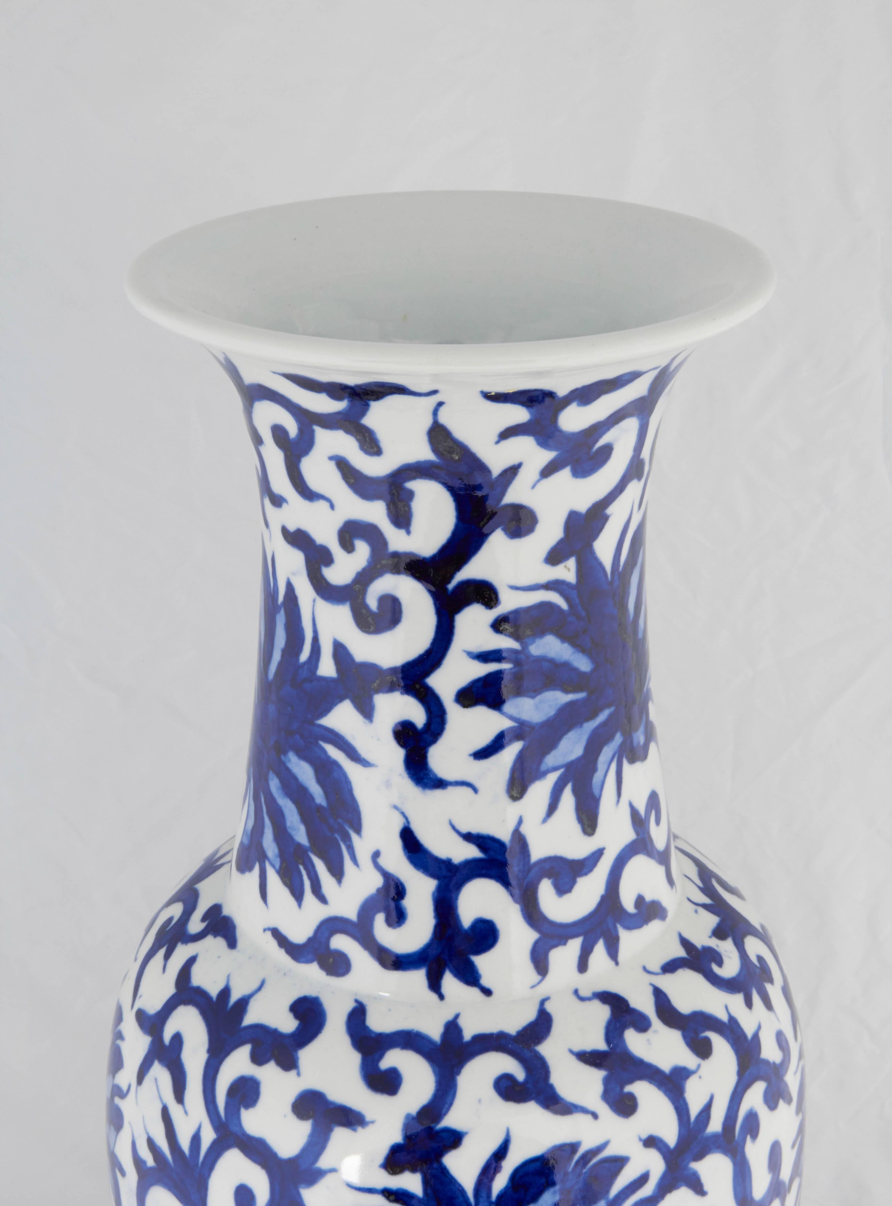 blue and white ceramic vases