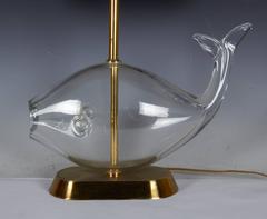 Mid-Century Blenko Glass Fish Lamp with Original Shade