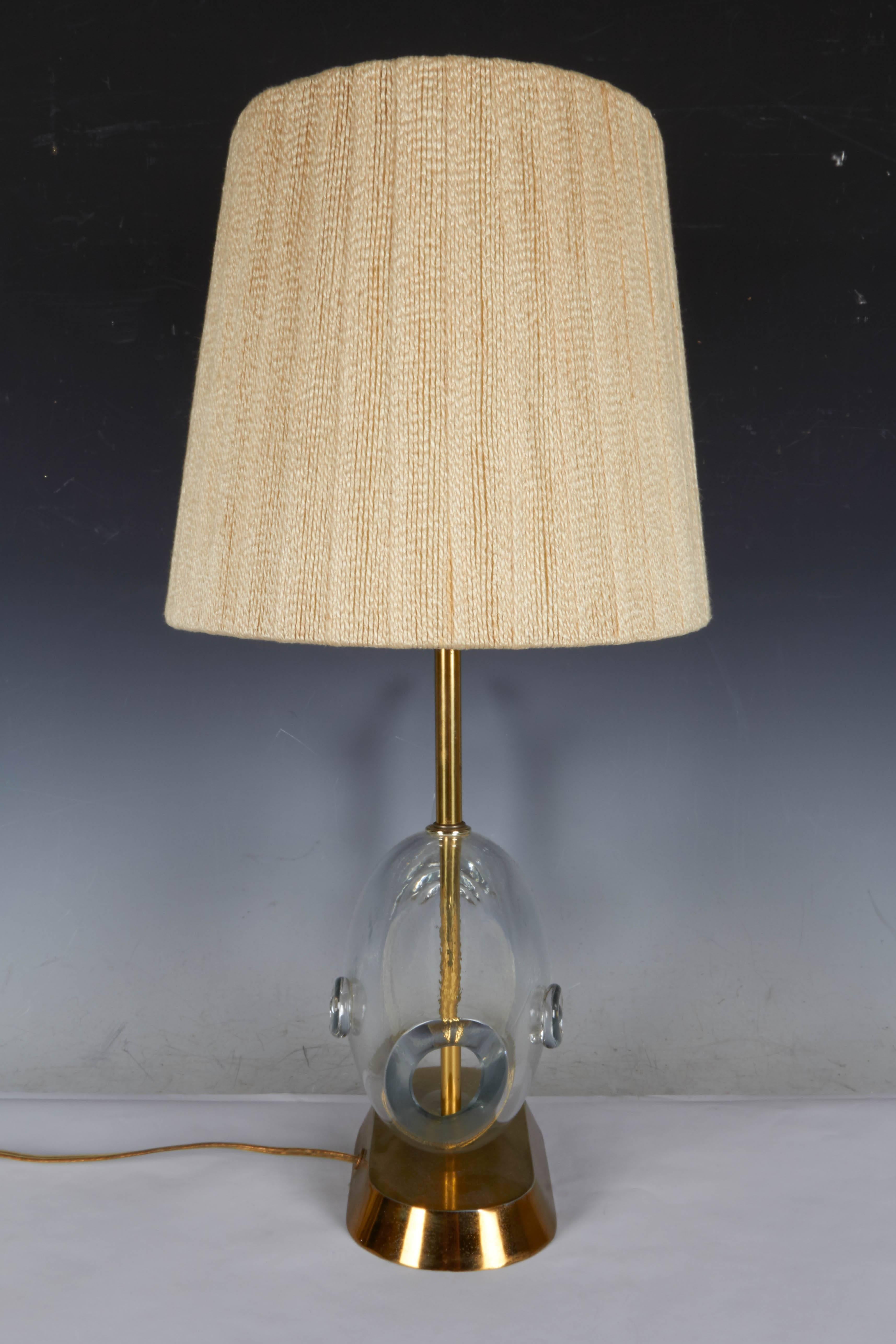 20th Century Mid-Century Blenko Glass Fish Lamp with Original Shade