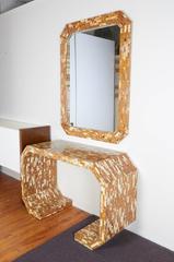 Karl Springer Style Tessellated Horn Console and Mirror