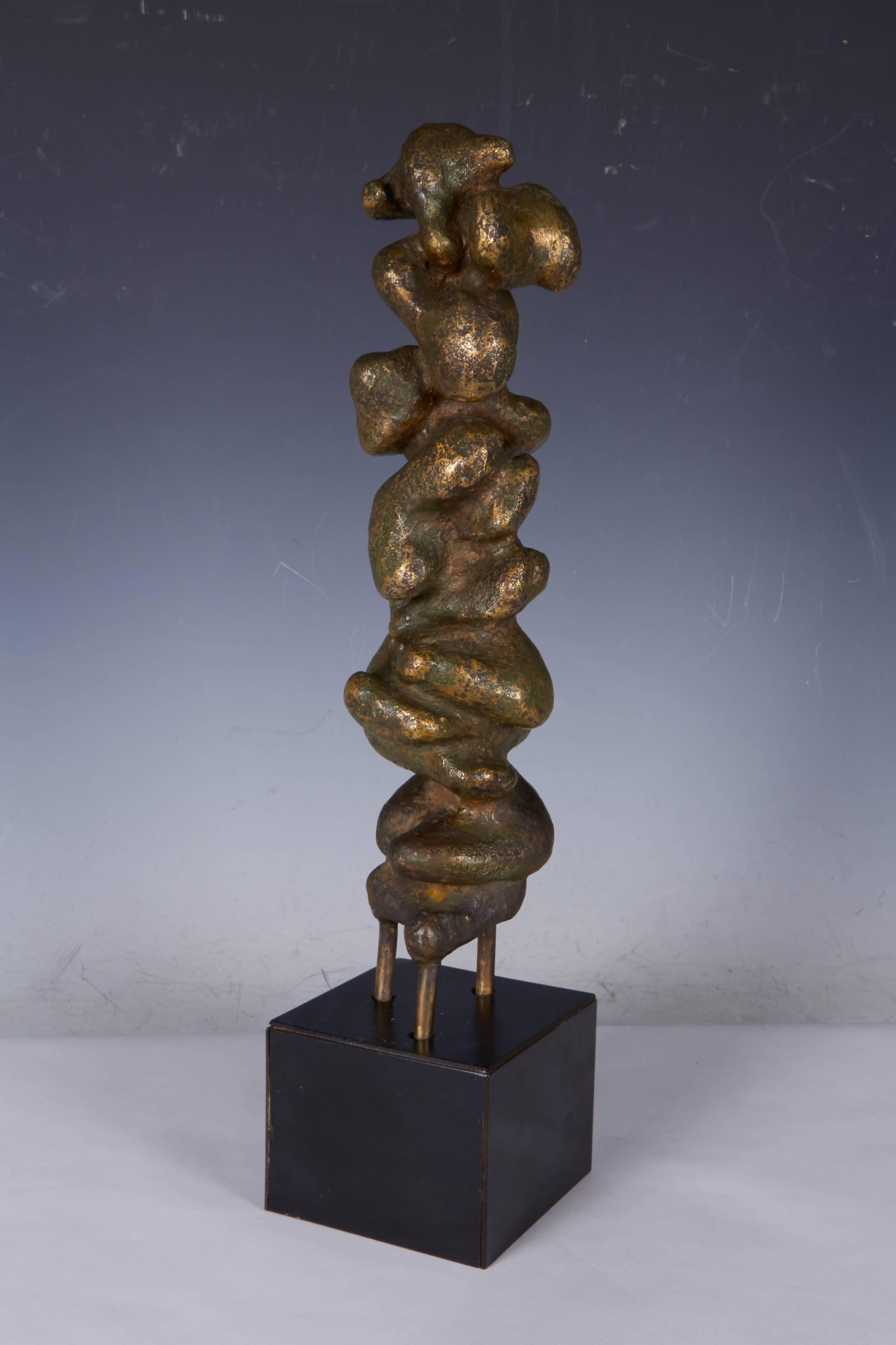Laminate Adolfo Passarella Brutalist Abstract Bronze Sculpture, Signed and Dated