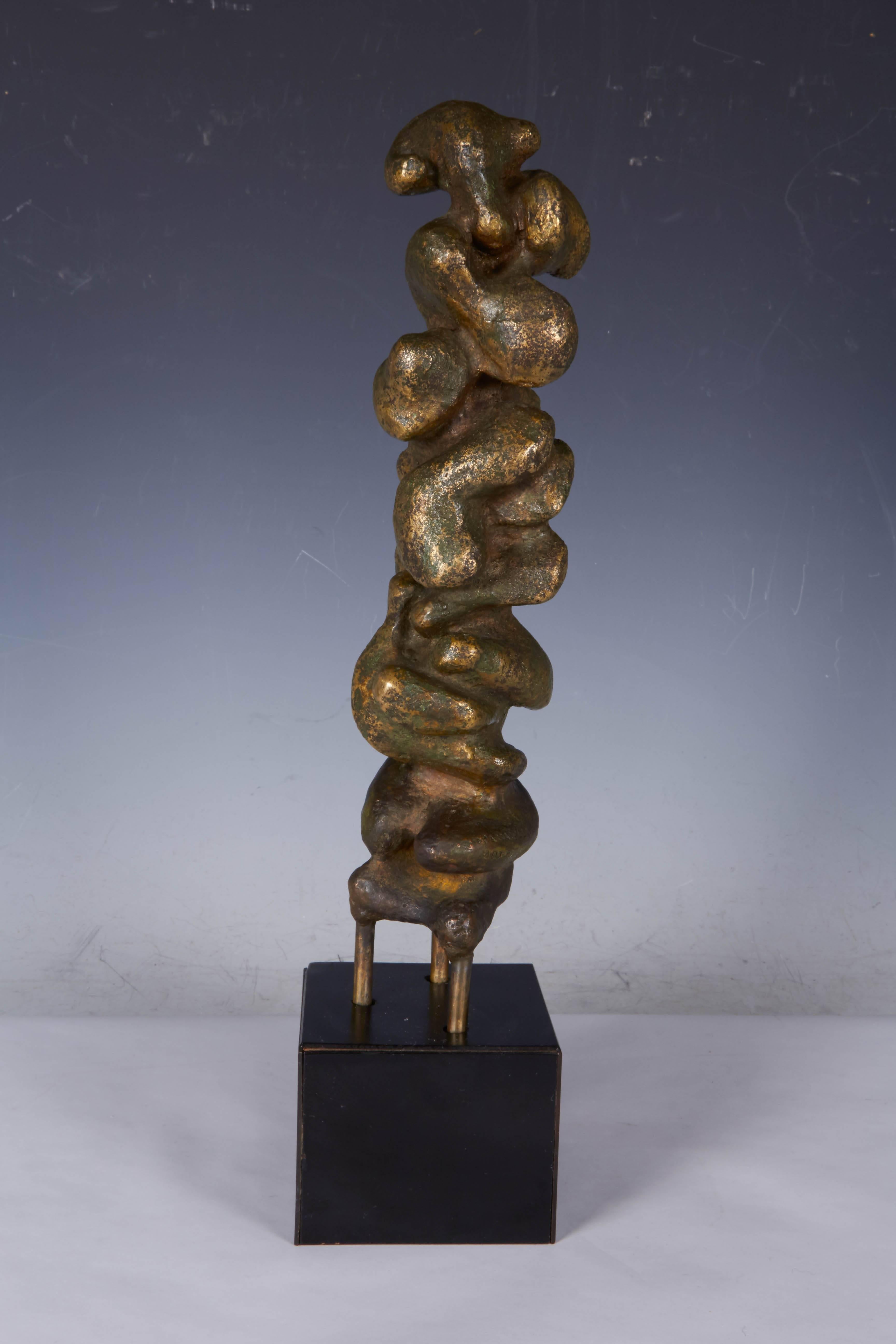 Adolfo Passarella Brutalist Abstract Bronze Sculpture, Signed and Dated 1