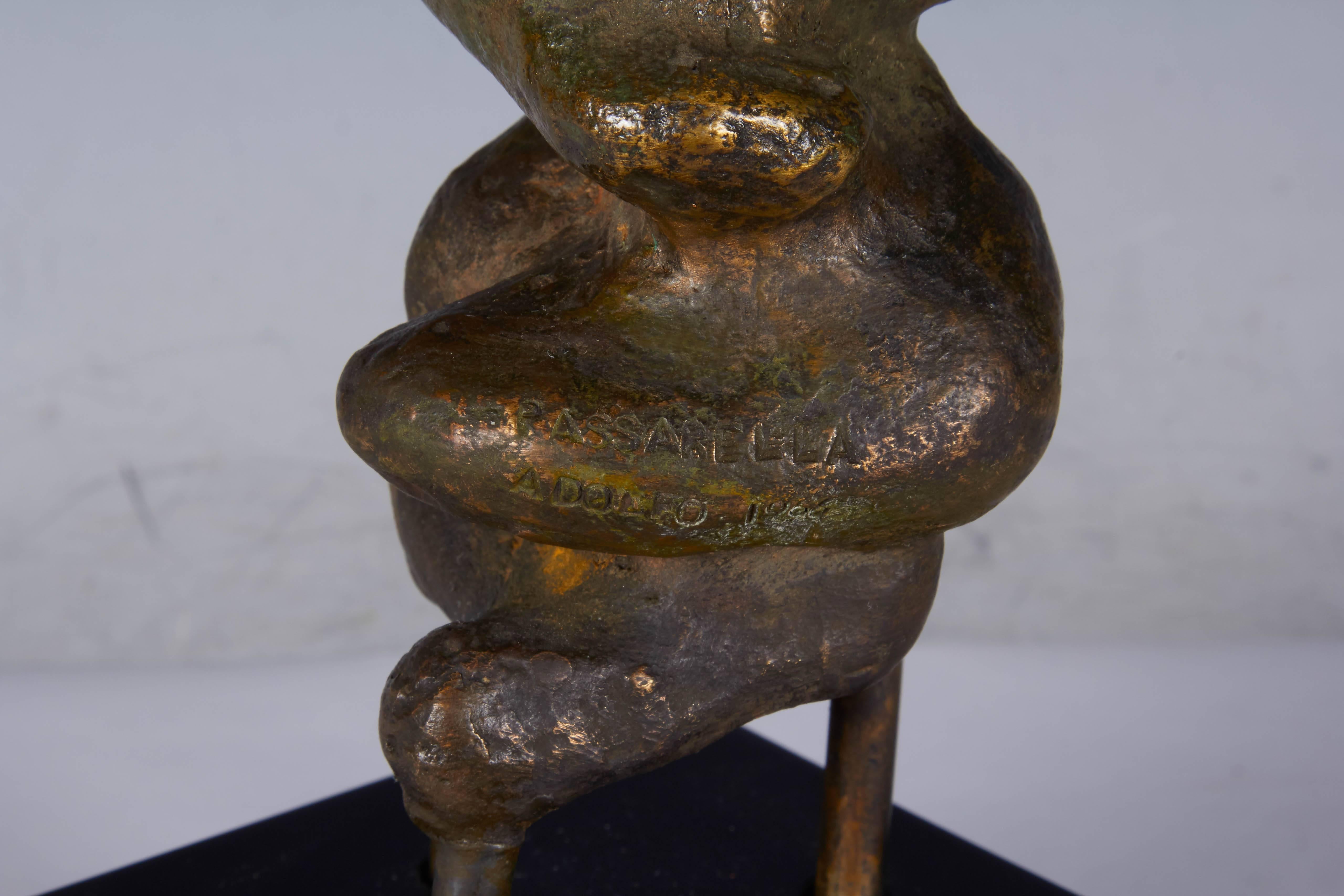 Adolfo Passarella Brutalist Abstract Bronze Sculpture, Signed and Dated 2