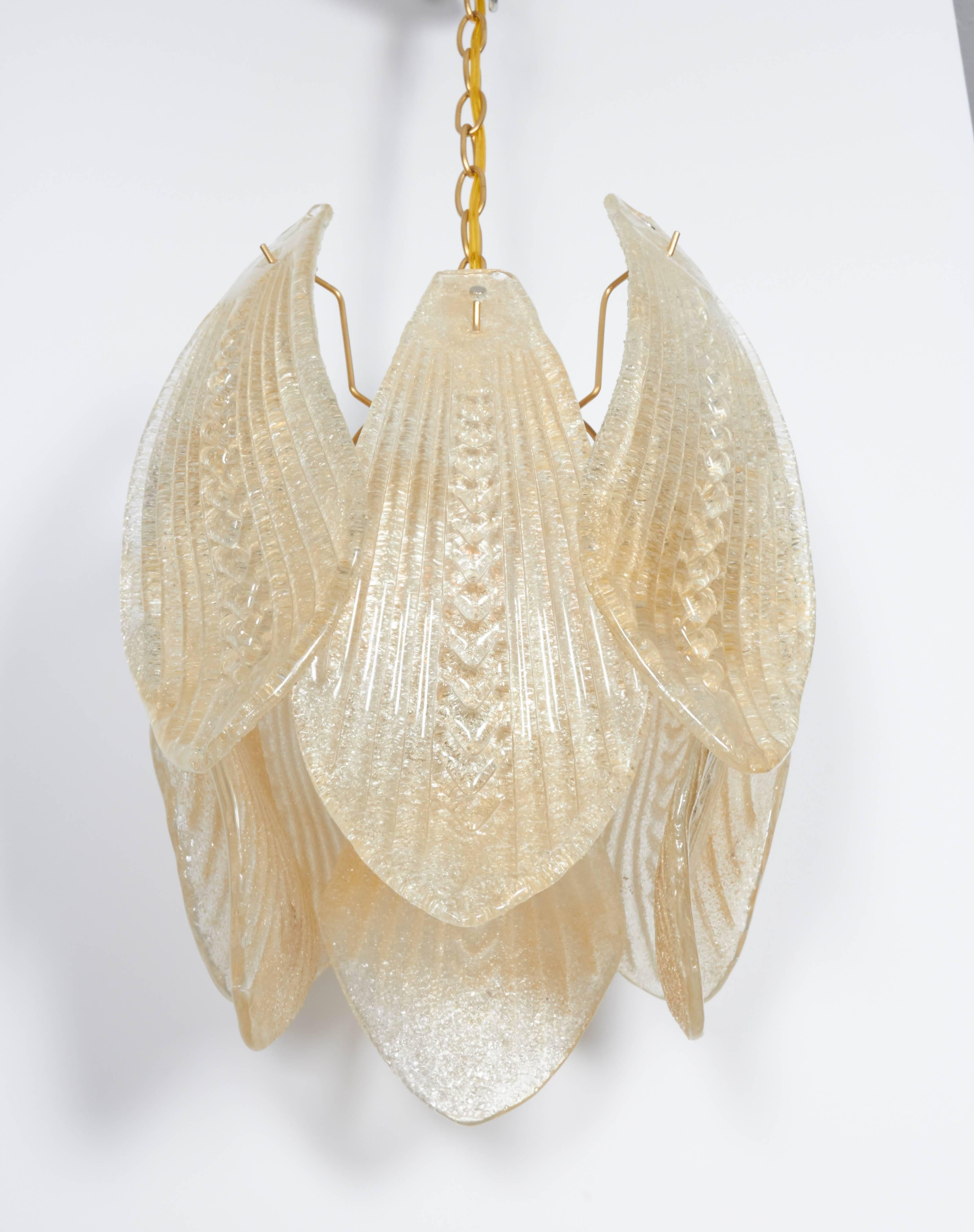 20th Century Mid-Century Art Deco Style Pendant with Textured Murano Glass