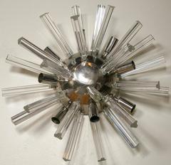 Pair of Italian Art Deco Spherically Shaped Sputnik Crystal Wall Sconces