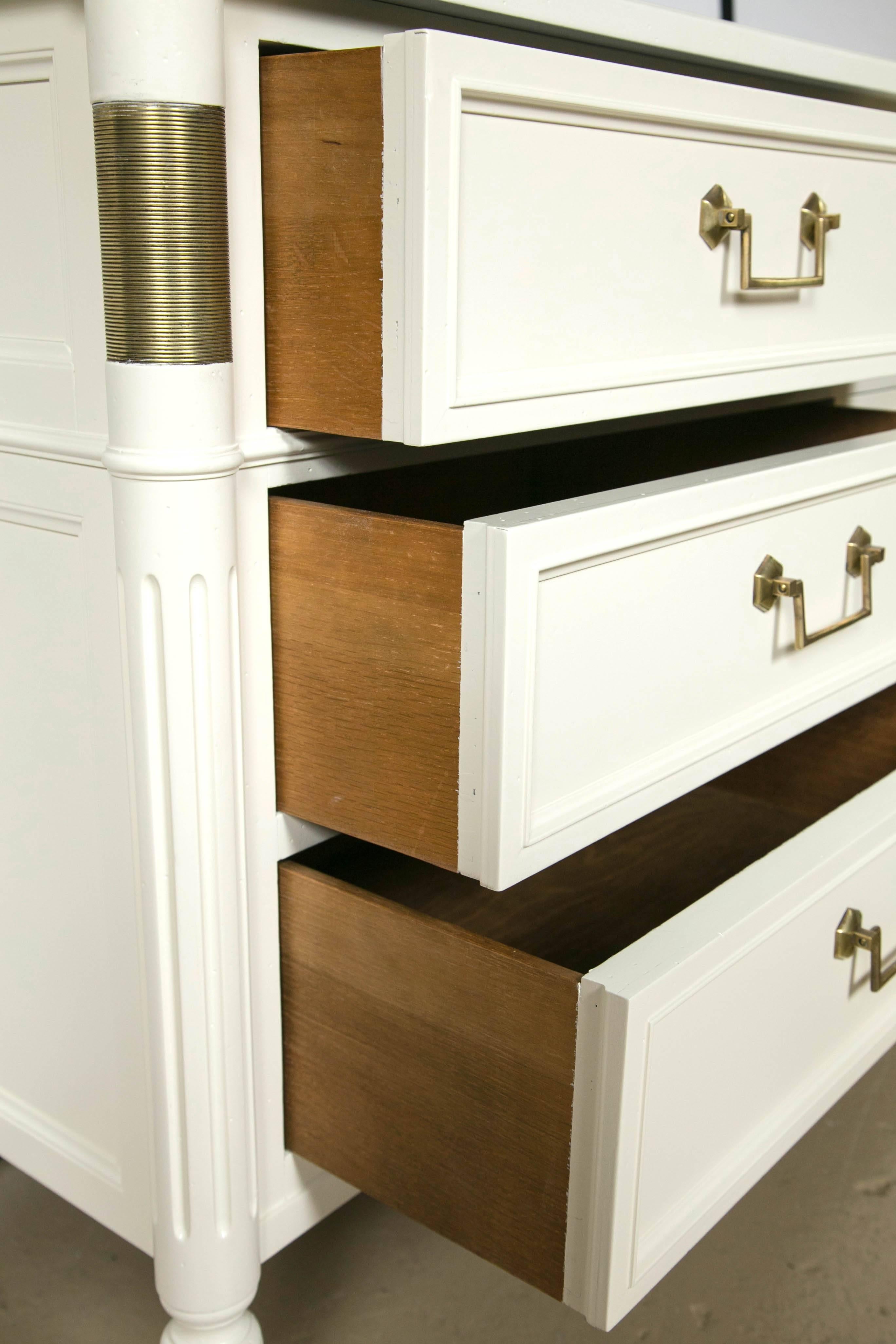 American Baker Furniture Company White Lacquered Nine-Drawer Dresser or Commode