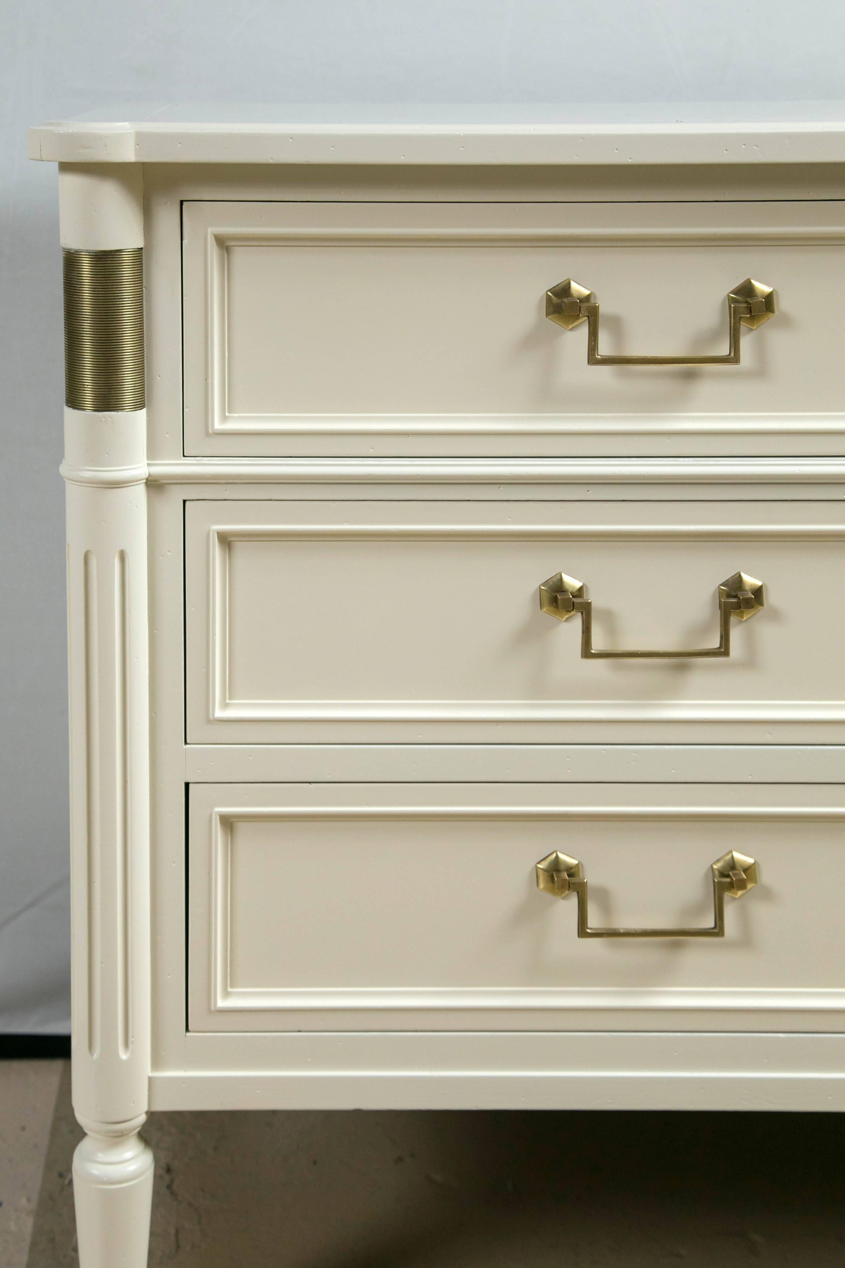Mid-20th Century Baker Furniture Company White Lacquered Nine-Drawer Dresser or Commode