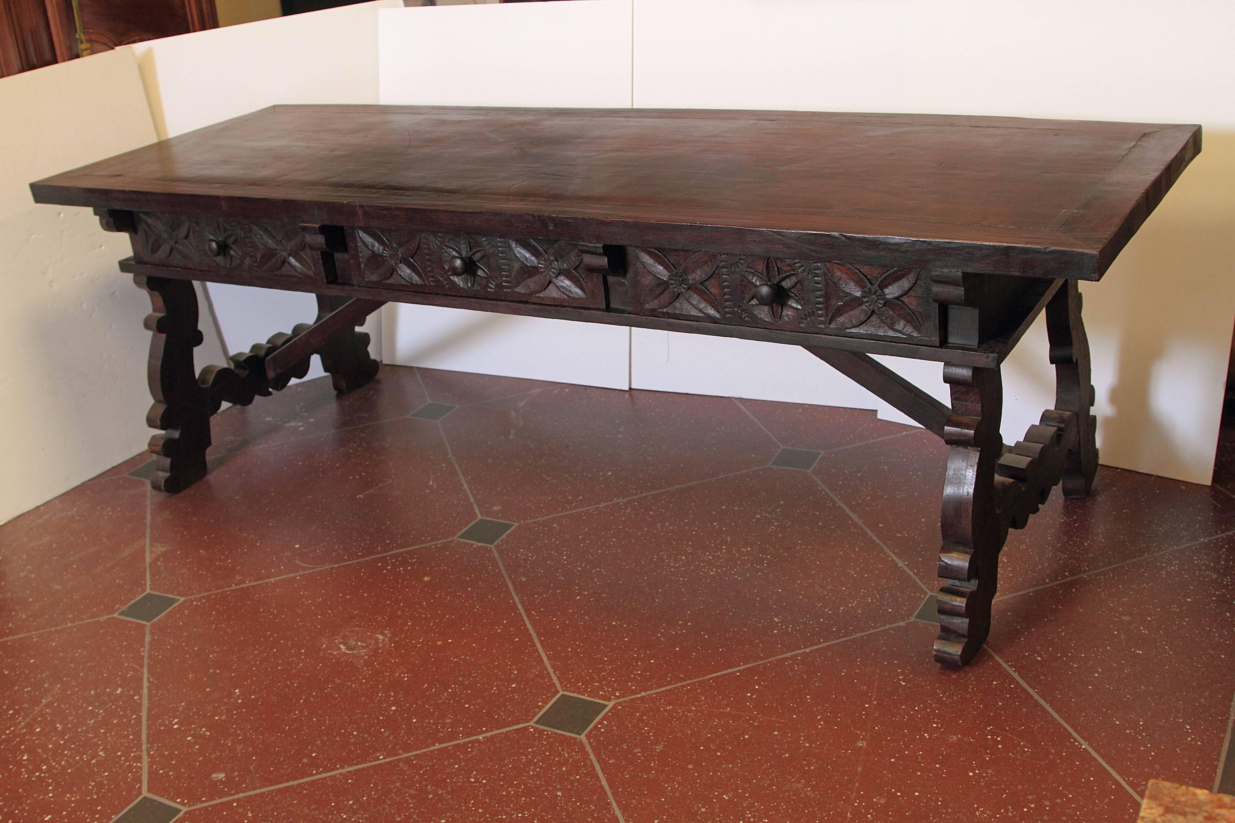 Spanish Colonial Antique Spanish Walnut Trestle Table