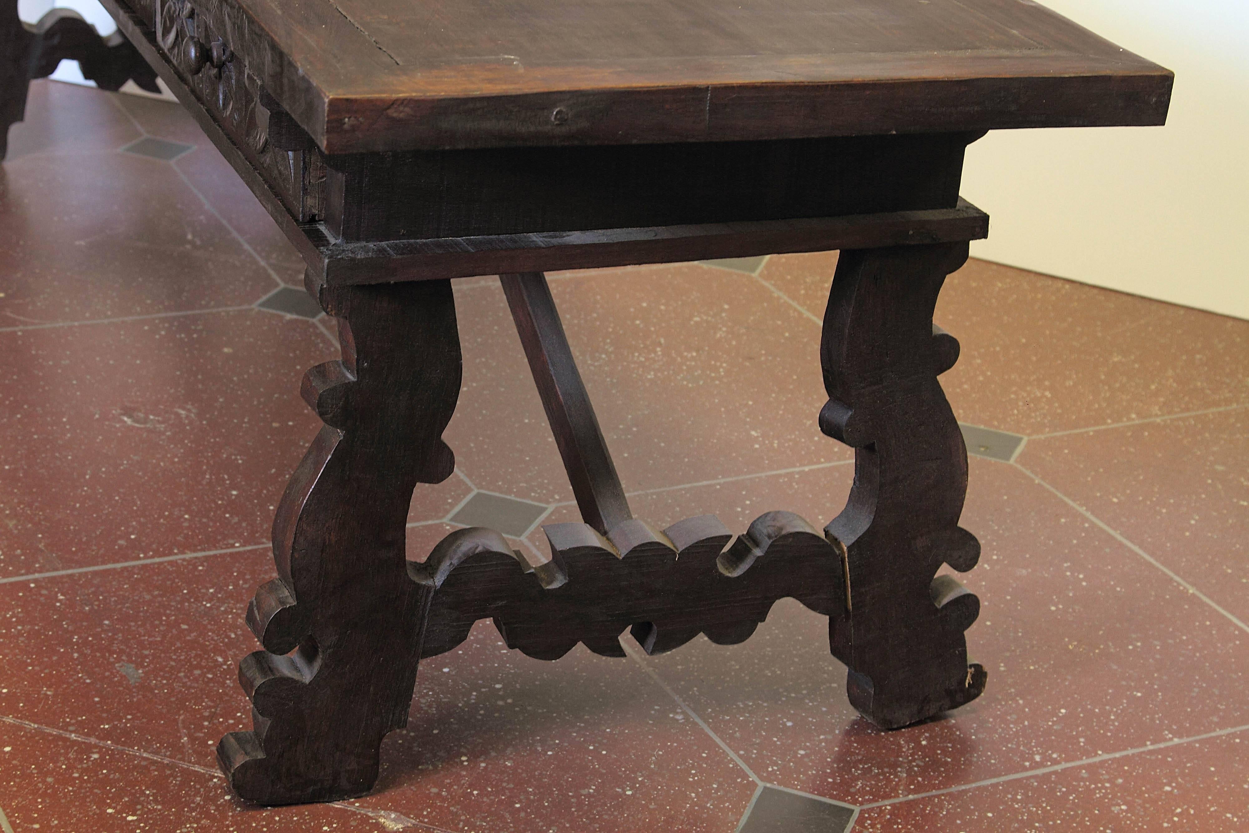 19th Century Antique Spanish Walnut Trestle Table