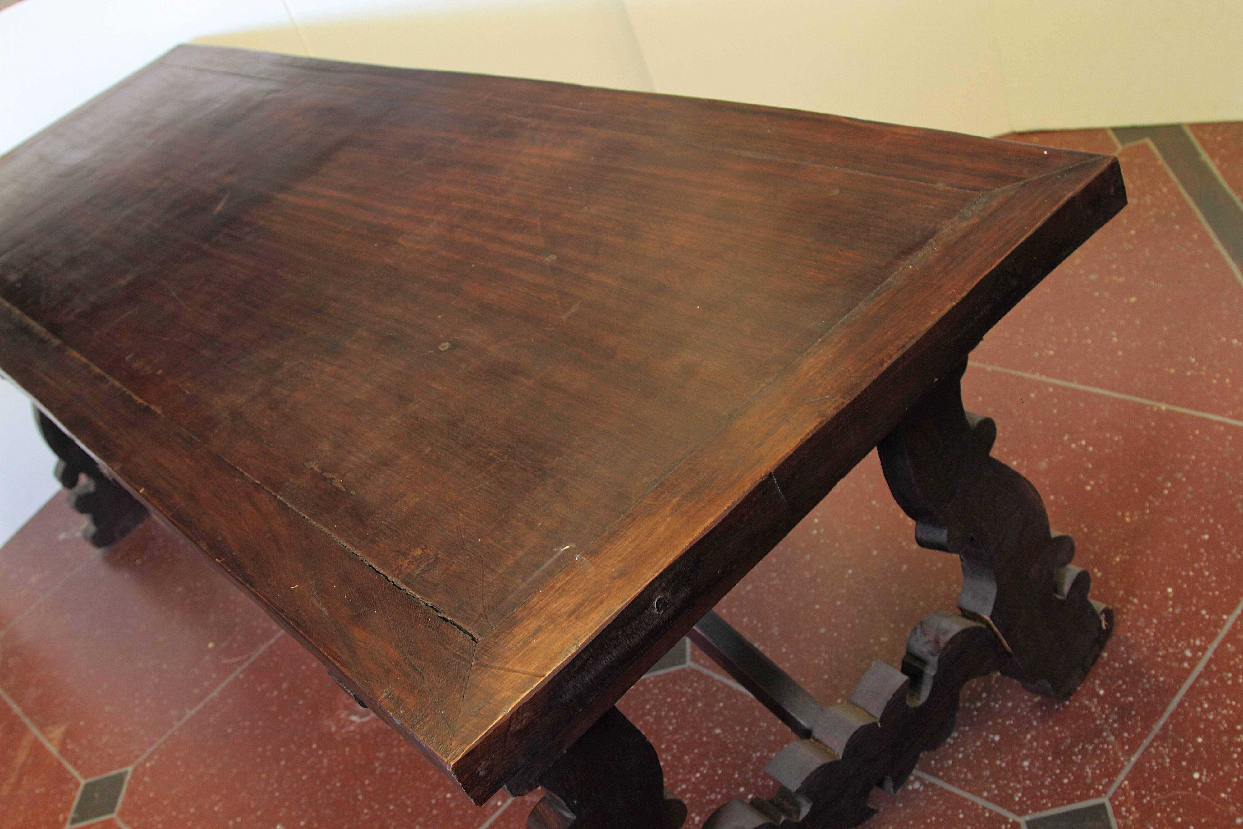 Antique Spanish Walnut Trestle Table 2