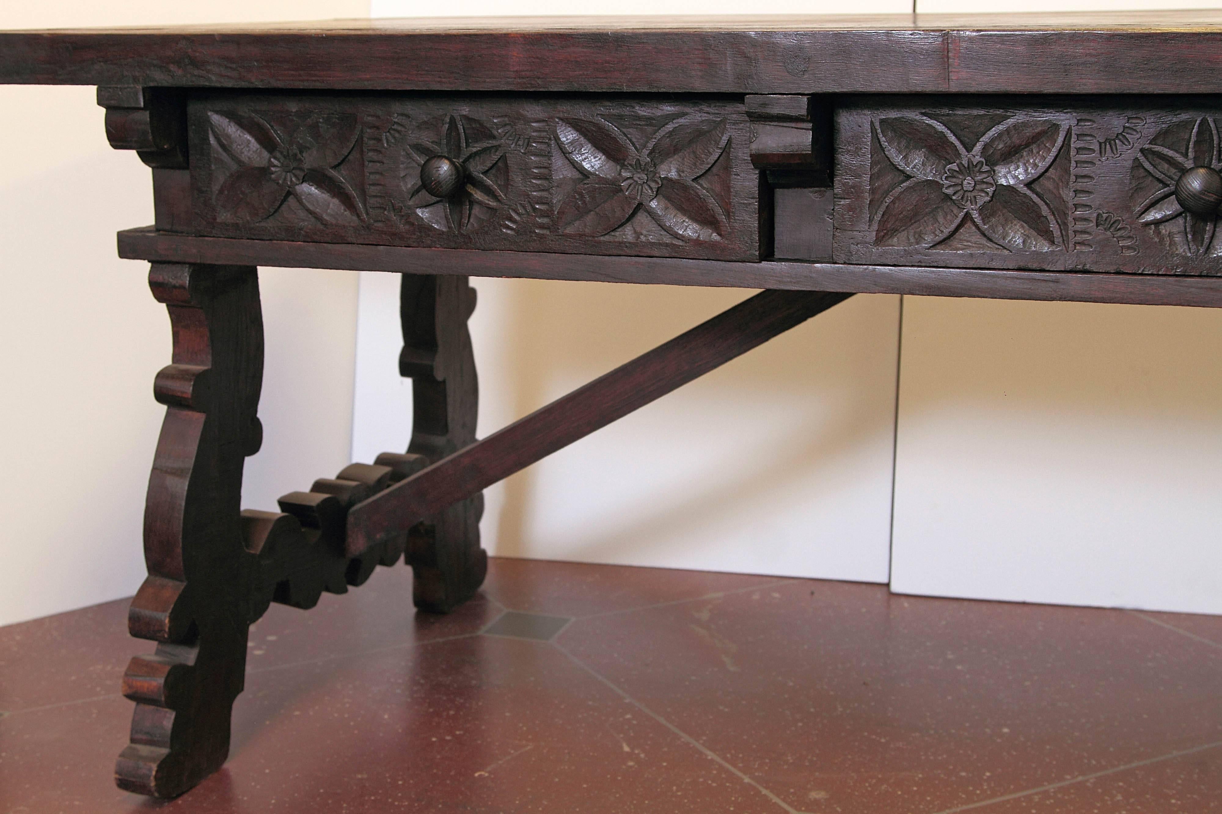Antique Spanish Walnut Trestle Table 3