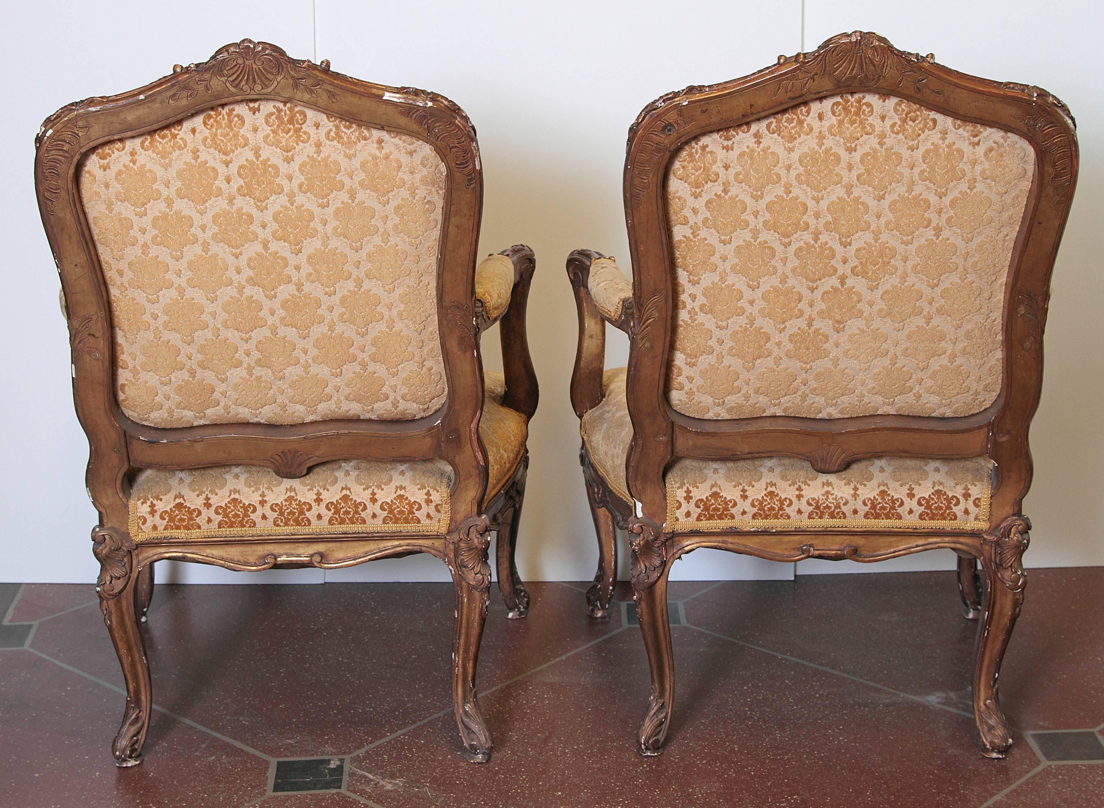 Pair of 19th Century French Giltwood Armchairs In Good Condition In Dallas, TX