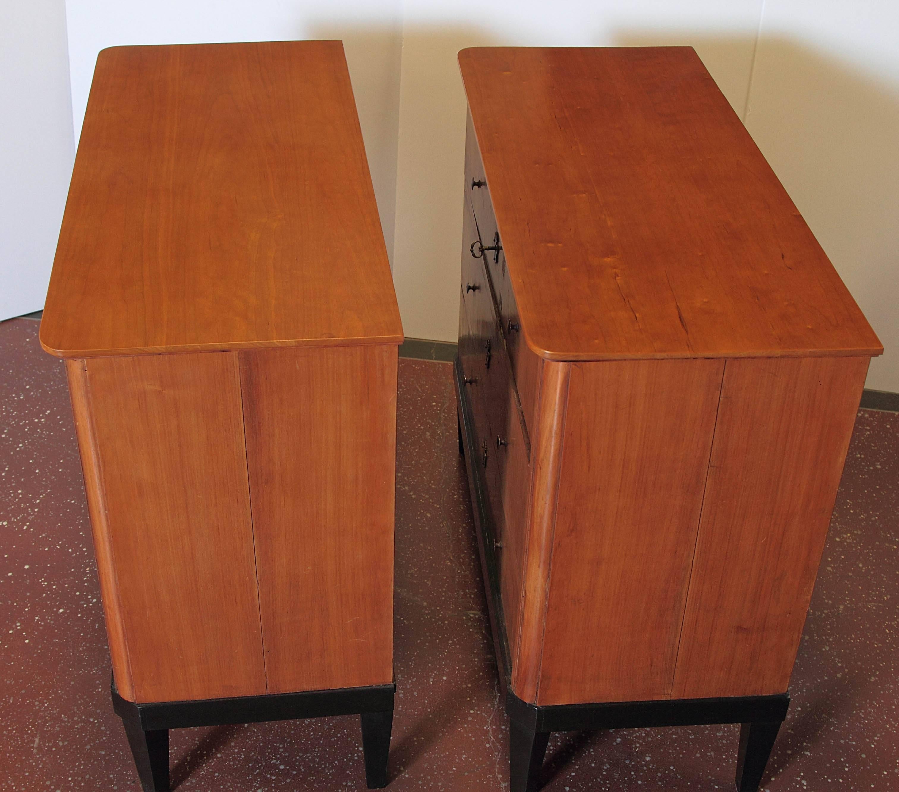Ebonized Pair of 19th Century German Biedermeier Commodes