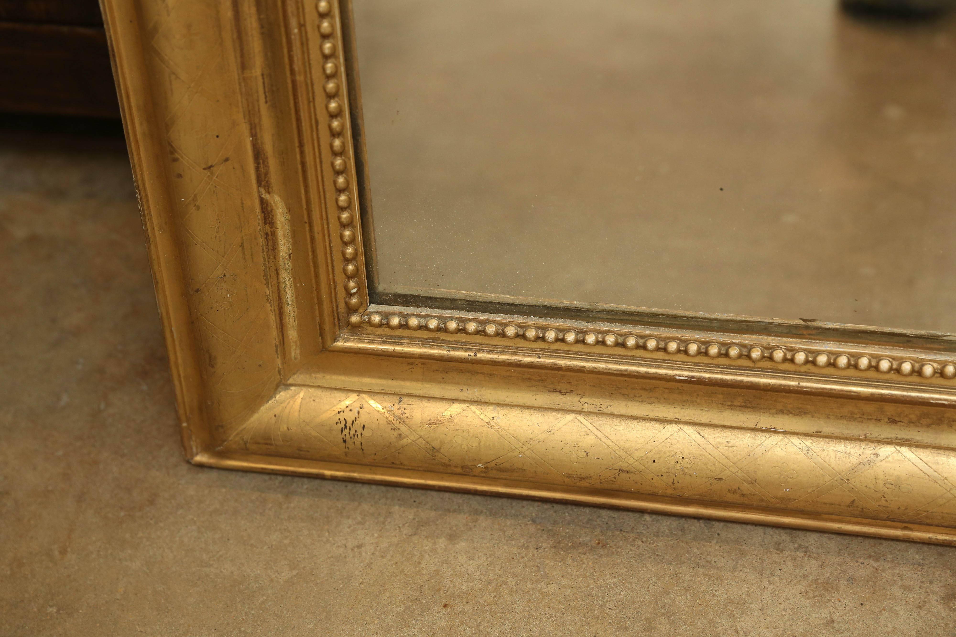 Antique Large 19th Century Louis Philippe Mirror In Excellent Condition In Houston, TX