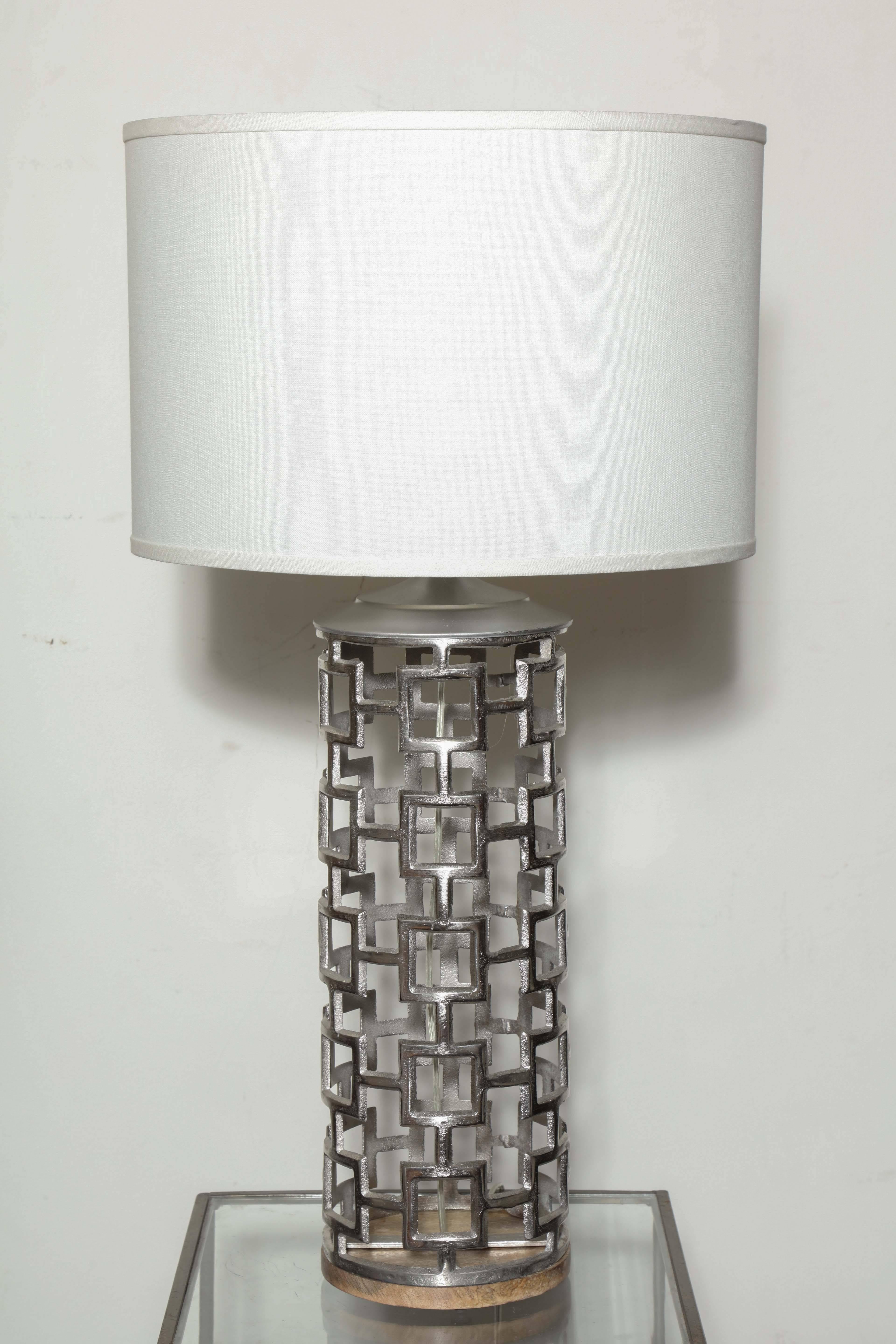 Metal Beautiful Pair of Cubist Influence Table Lamps For Sale