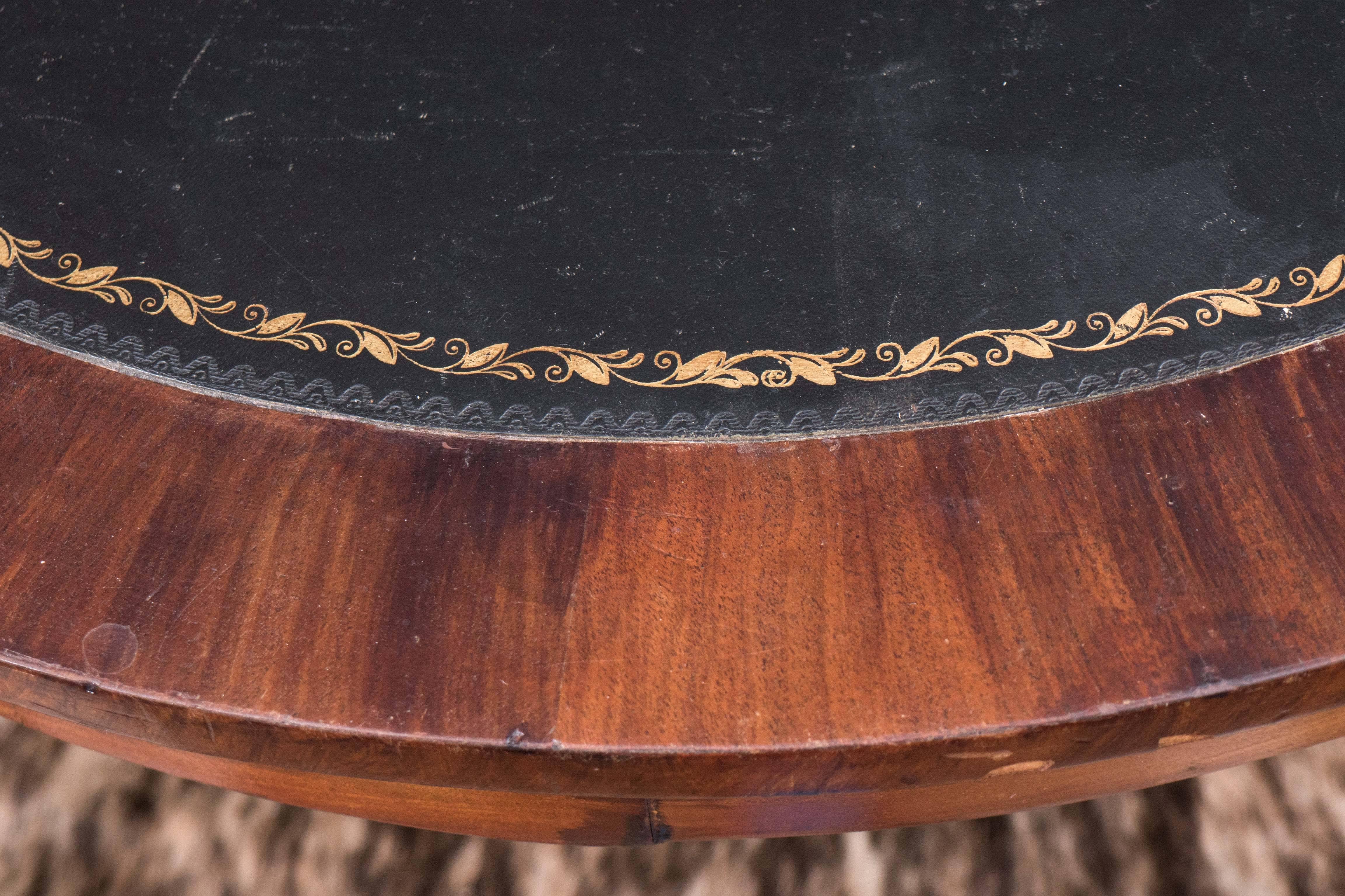 A 19th-Century Mahogany Table with Black Leather Top 2