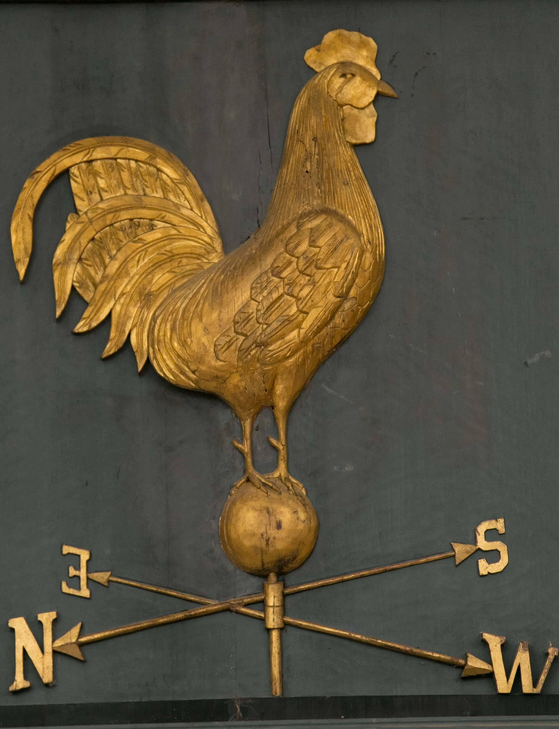 Monumental Double-Sided Rooster Weathervane Hanging Decorative Art In Excellent Condition In Mt Kisco, NY
